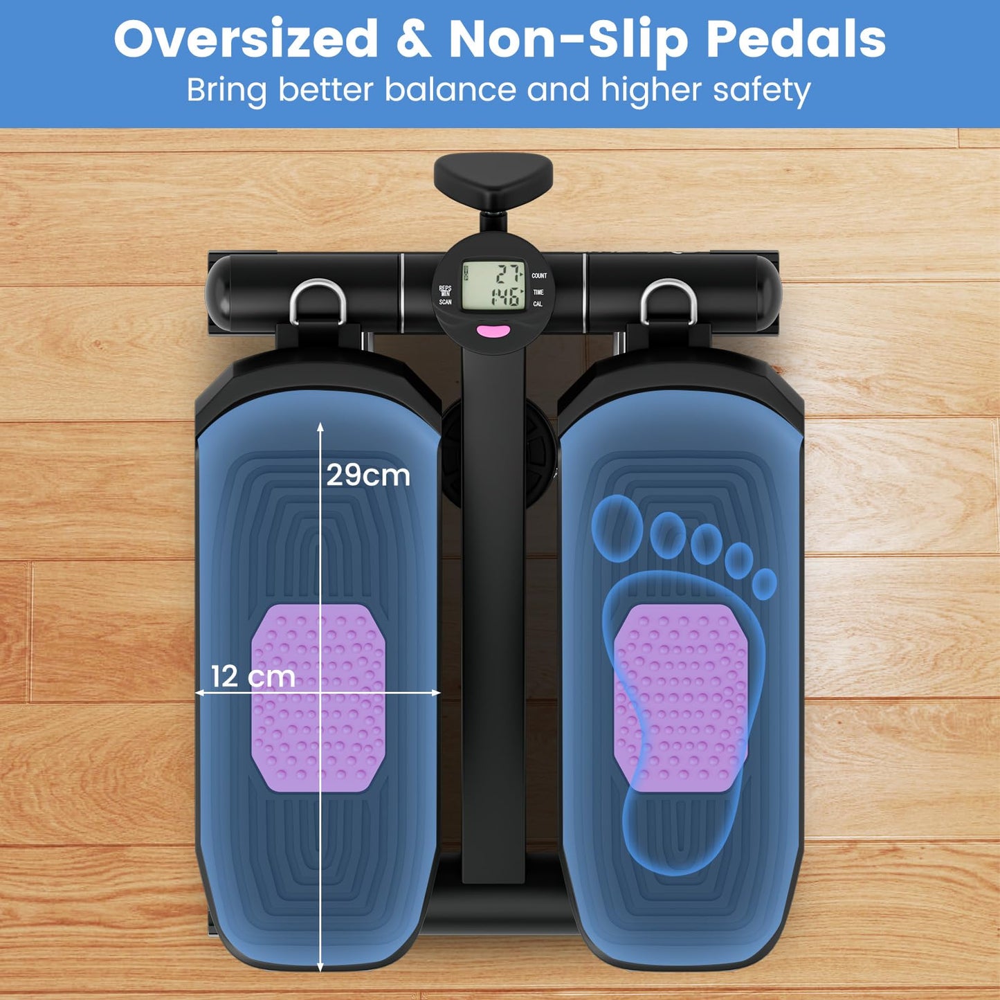 Mini Stepper for Workout Portable Hydraulic Stepper with Resistance Bands