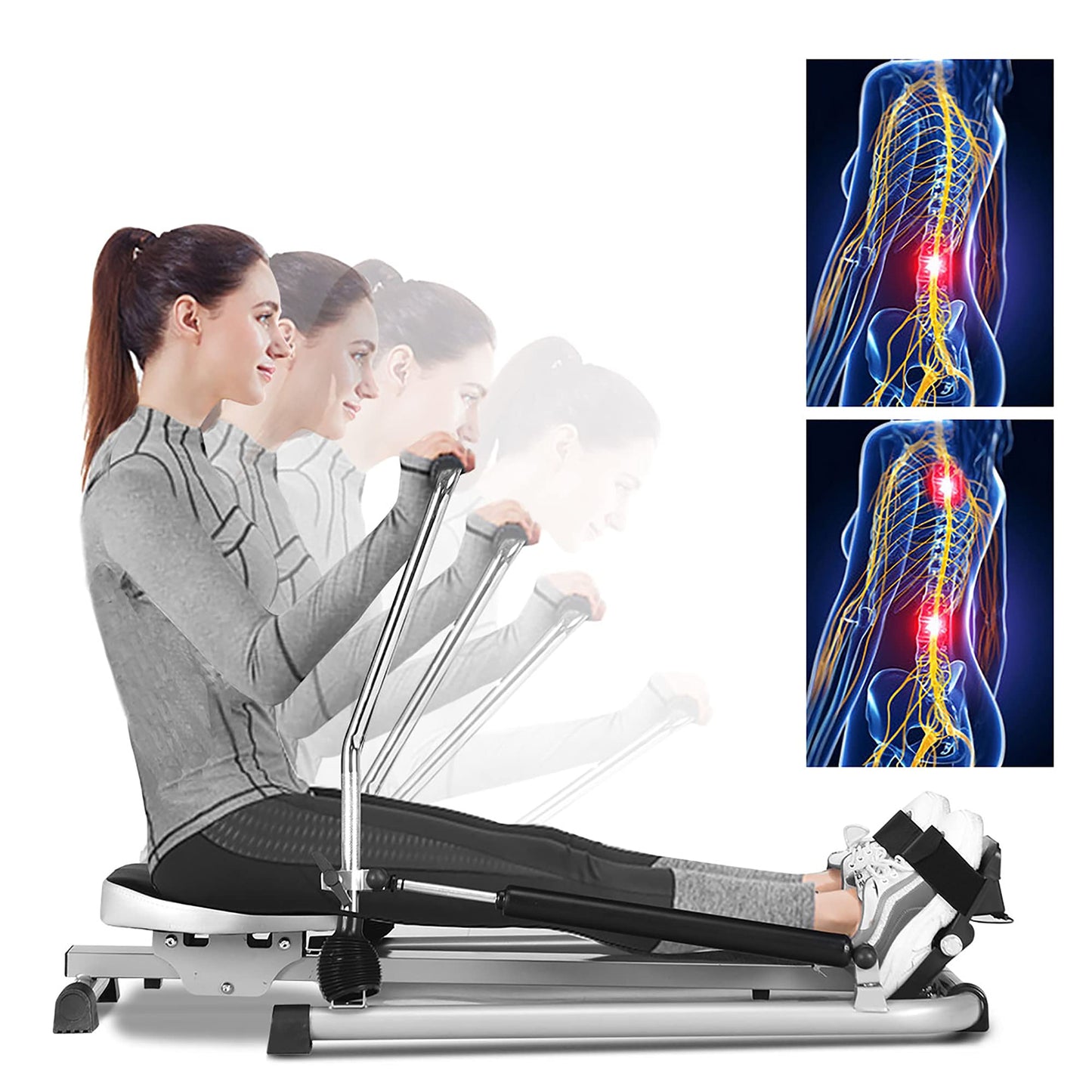 Hydraulic Rowing Machine with LCD Monitor for Home Gym