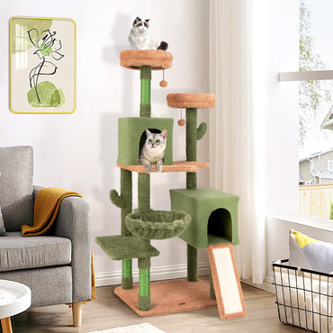 160 cm Multi-level Cactus Cat Tree for Indoor Cats with Scratching Posts