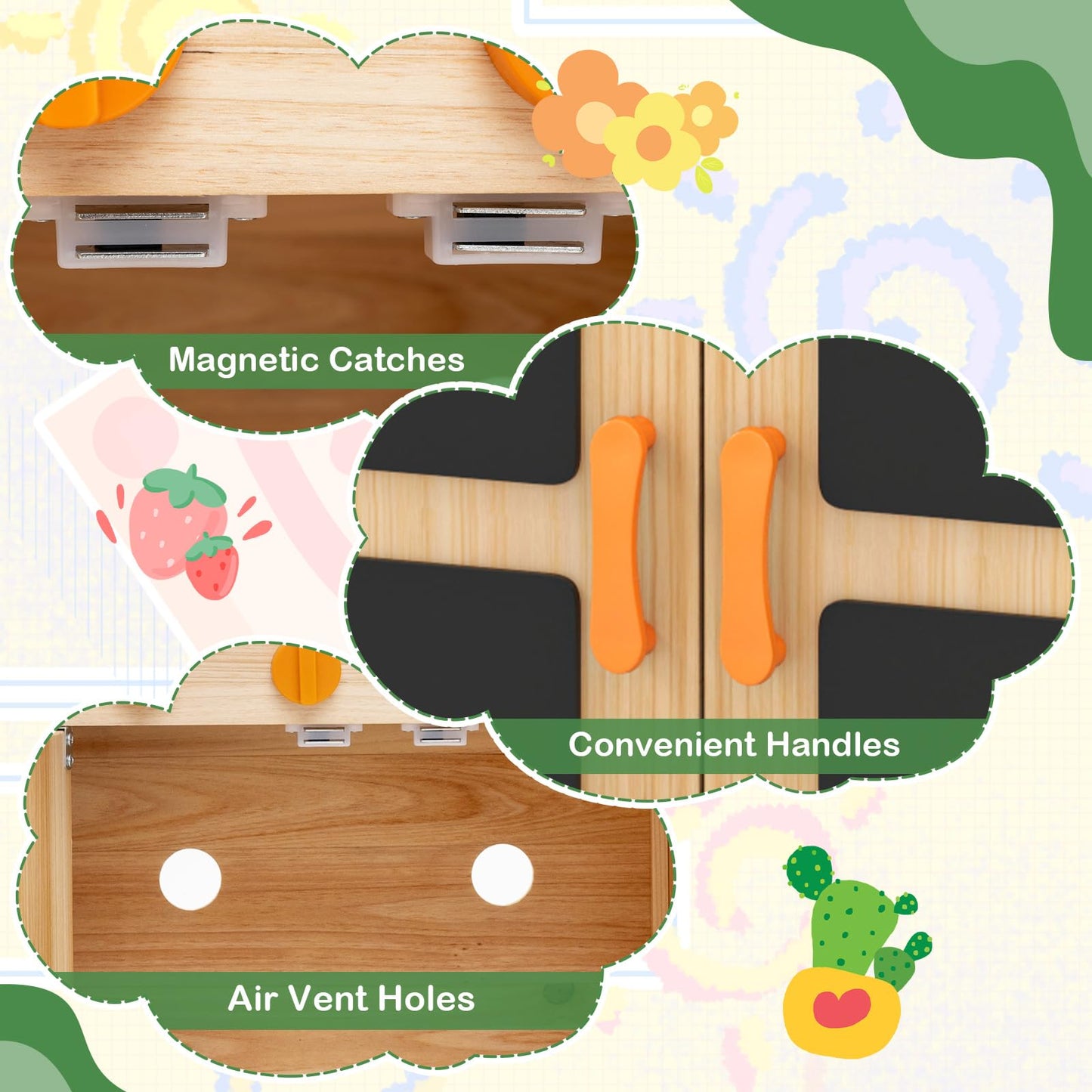 Wooden Outdoor Kitchen Playset with 4 Stoves