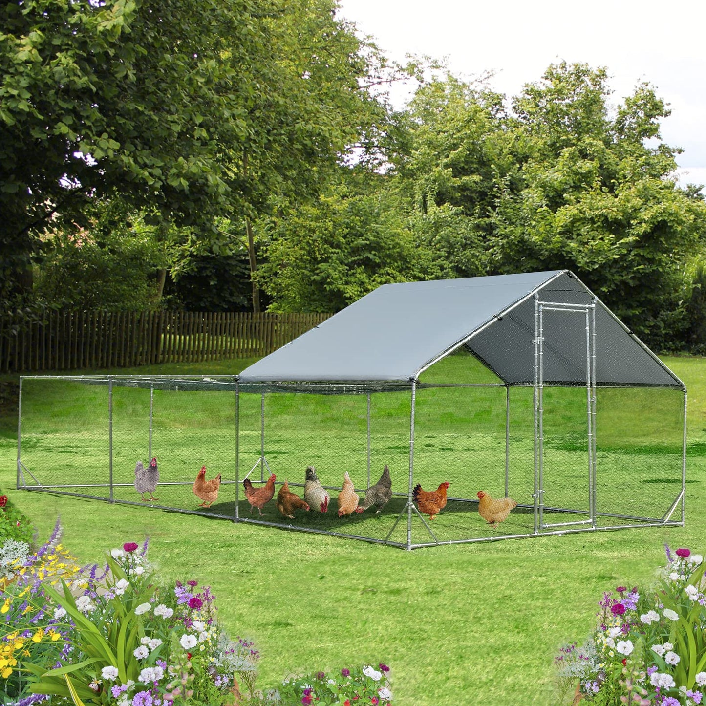 Galvanized Metal Walk-in Large Chicken Run Coop