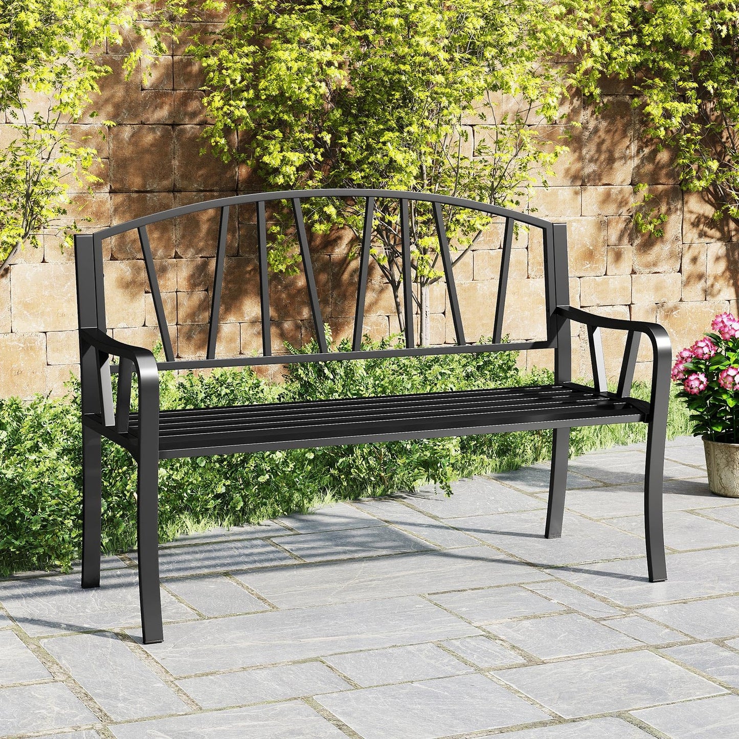 Outdoor Furniture Metal Frame Loveseat Park Bench