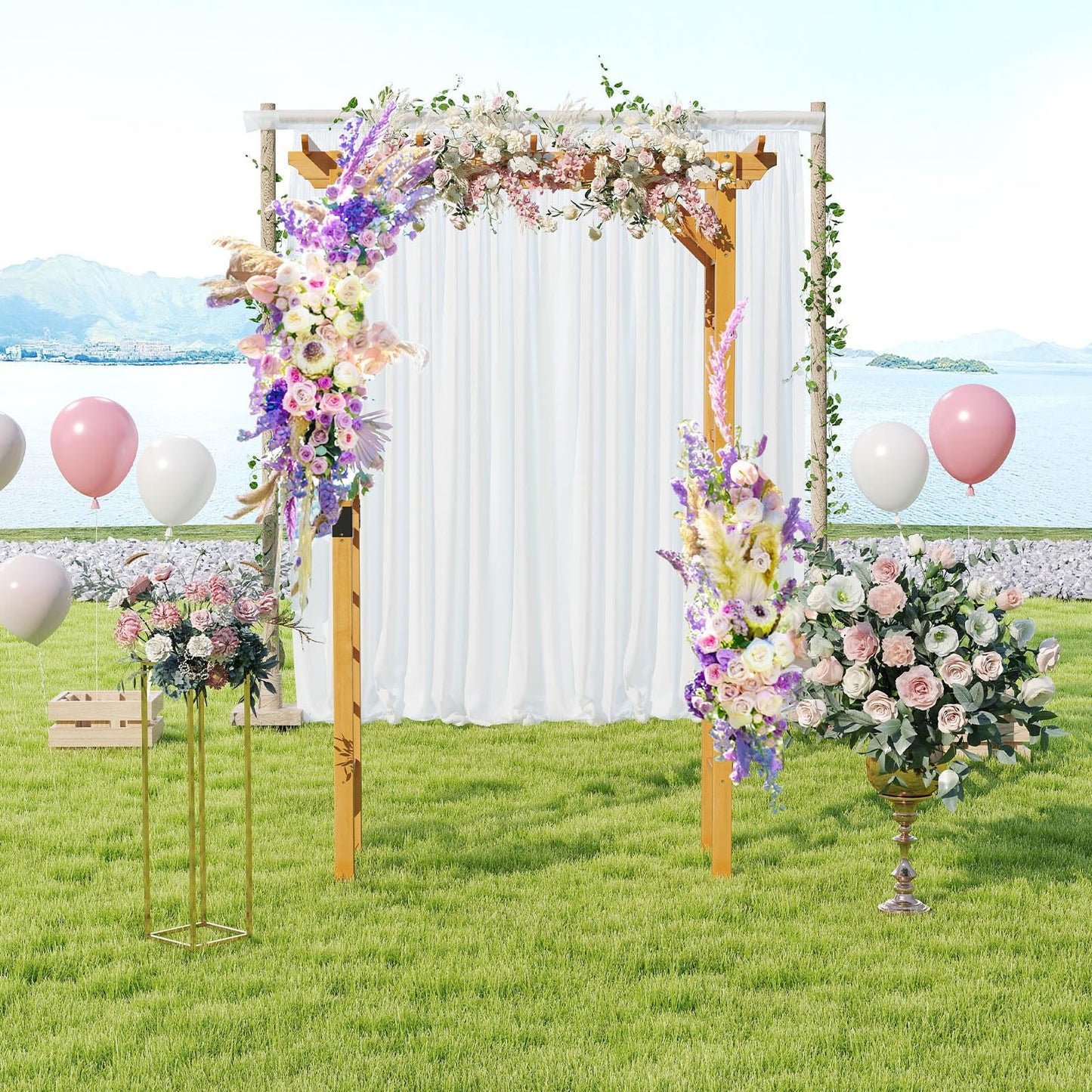 215cm Wooden Garden Arch for Climbing Plant Vines
