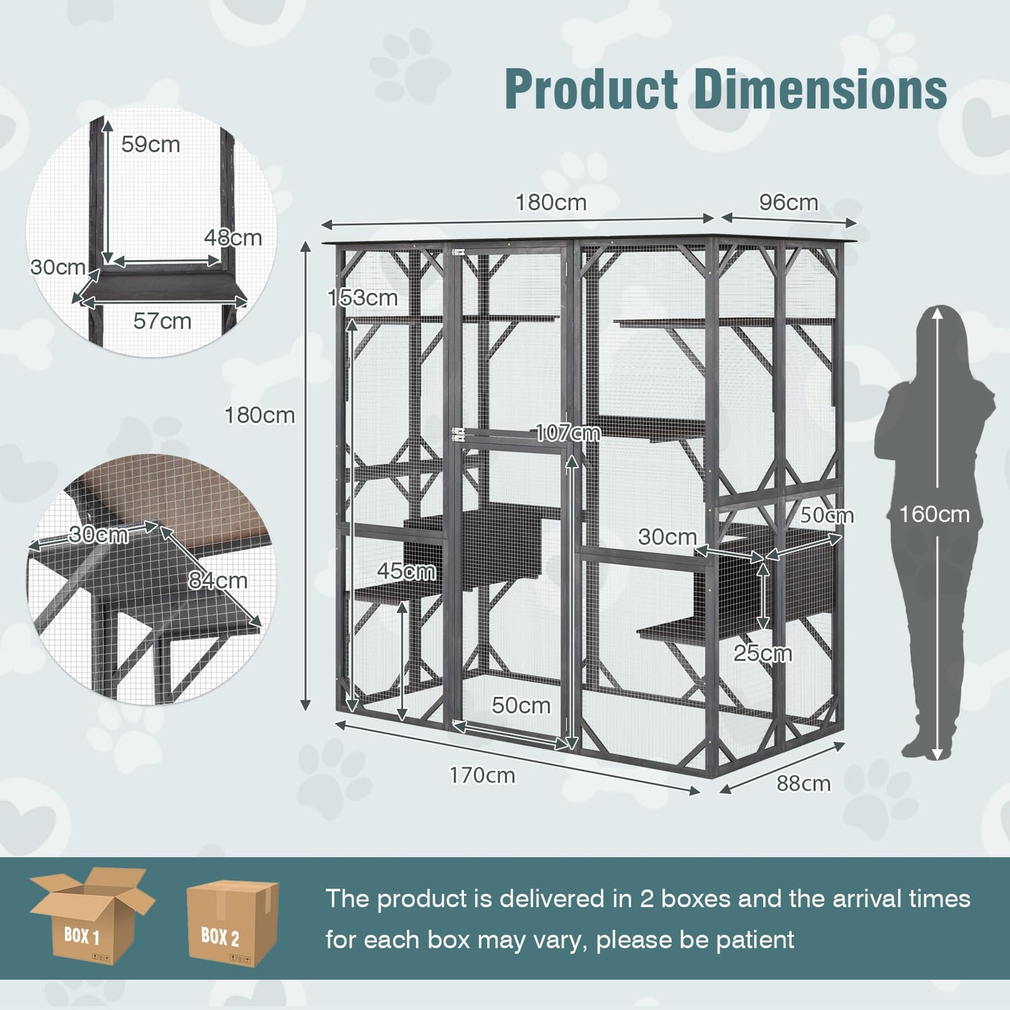 Large Outdoor Cat House with 7 Jumping Platforms