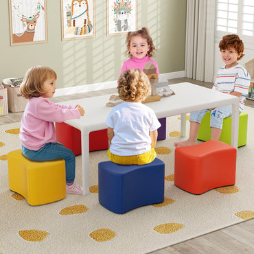 6-Piece Butterfly Stools Modular Soft Foam Seating Set with Waterproof PU Cover