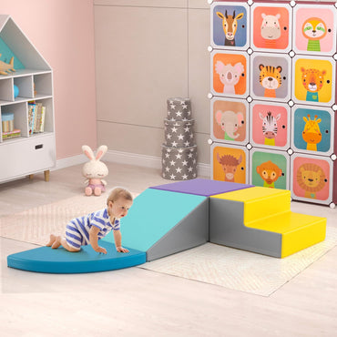 4-Piece Climb and Crawl Foam Block Play Set for Infant Baby
