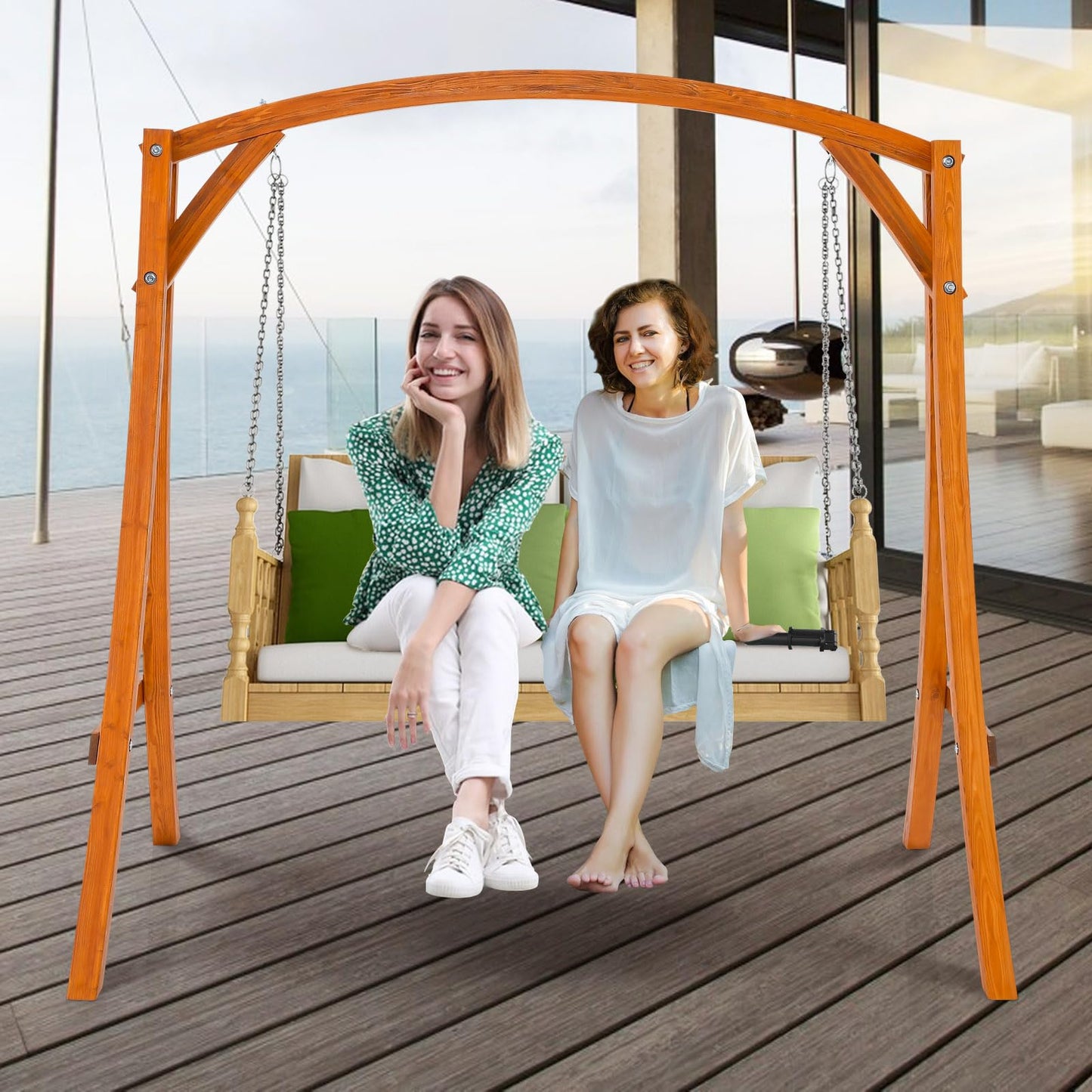 Solid Wood Garden Swing Stand Frame