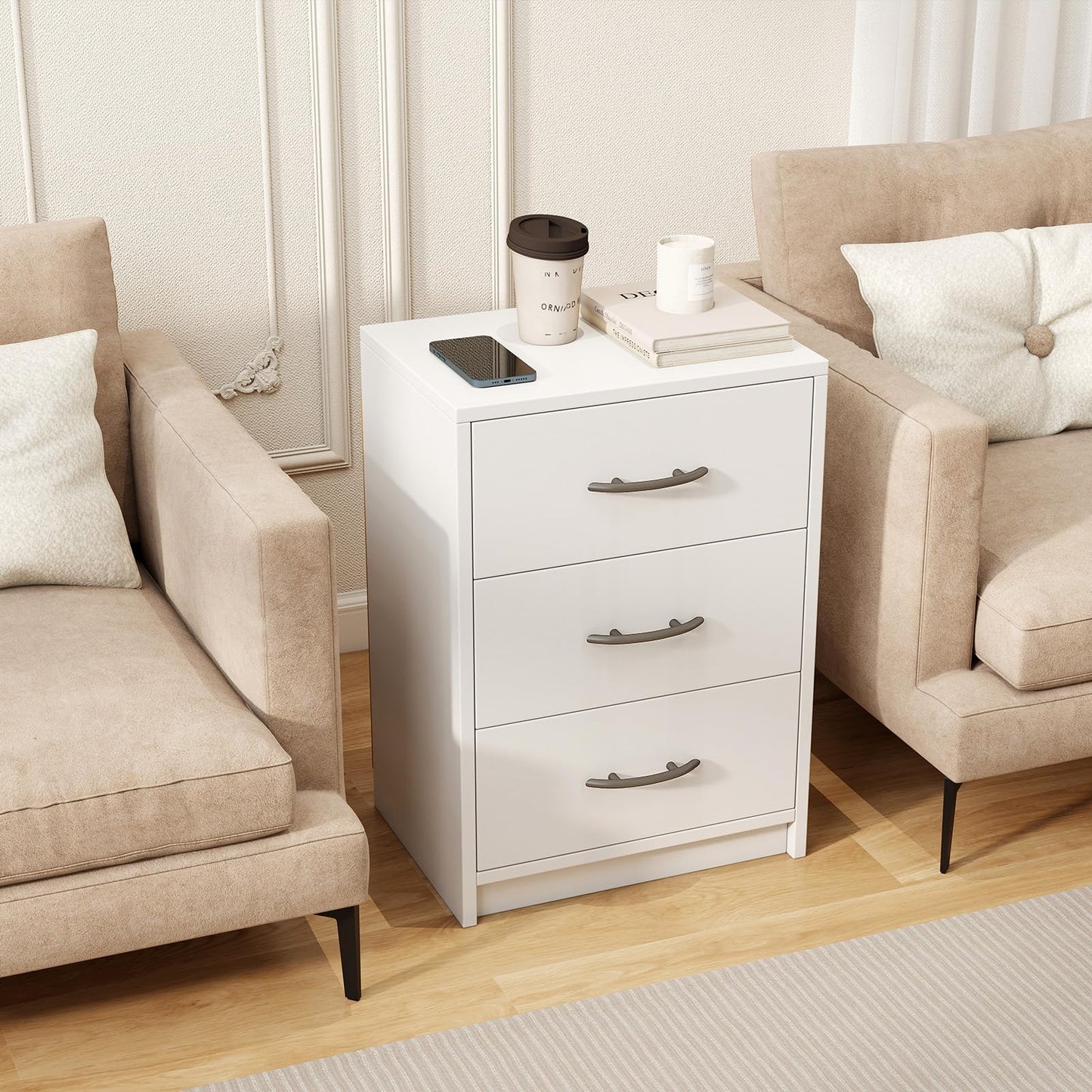 3-Drawer Nightstand with Storage for Living Room Bedroom
