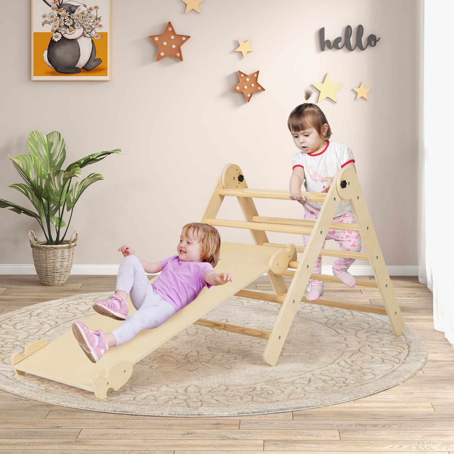 Foldable Kids Indoor Gym Playset with Double-side Ramp