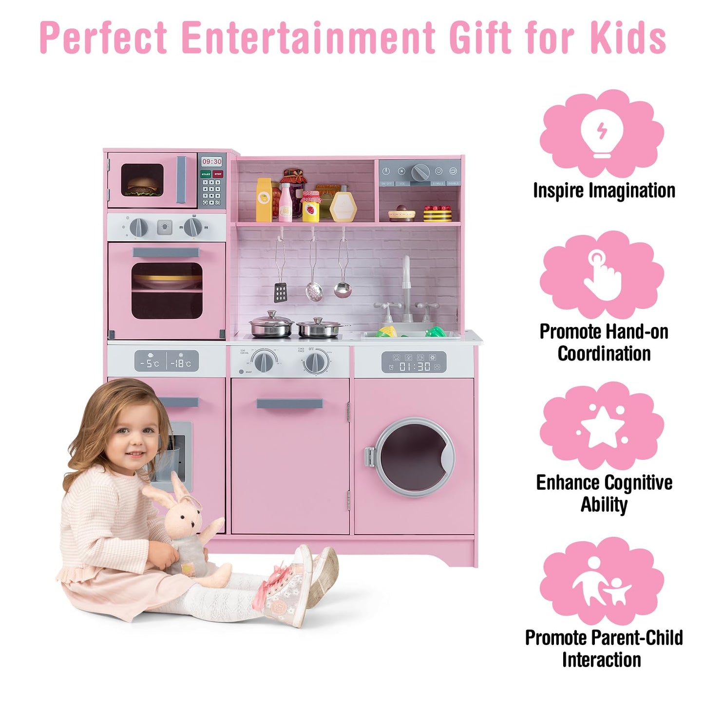Kids Play Kitchen Toy Set with Water Dispenser and Sink