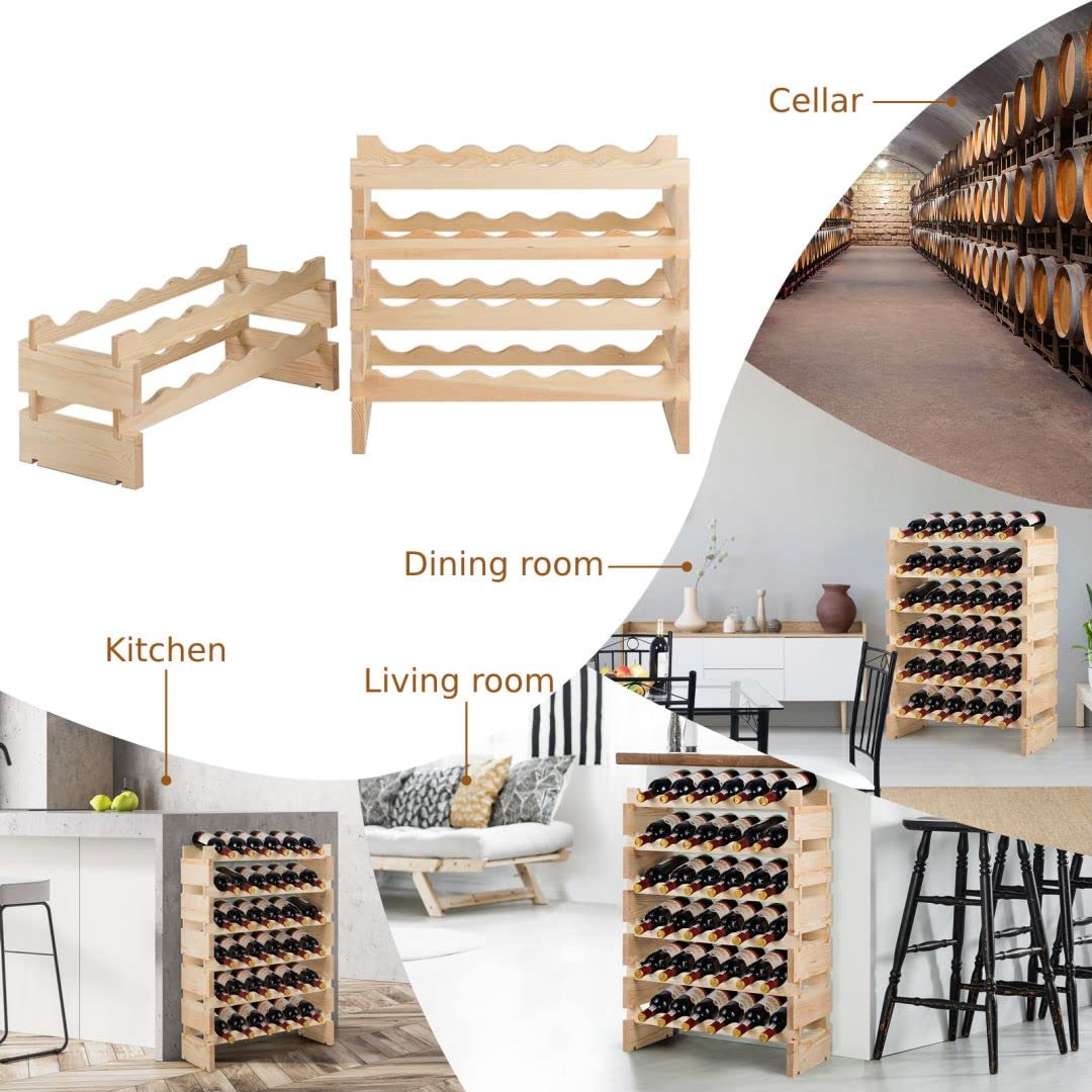 6 Tier Wine Rack with stackable Design for 36 Bottle