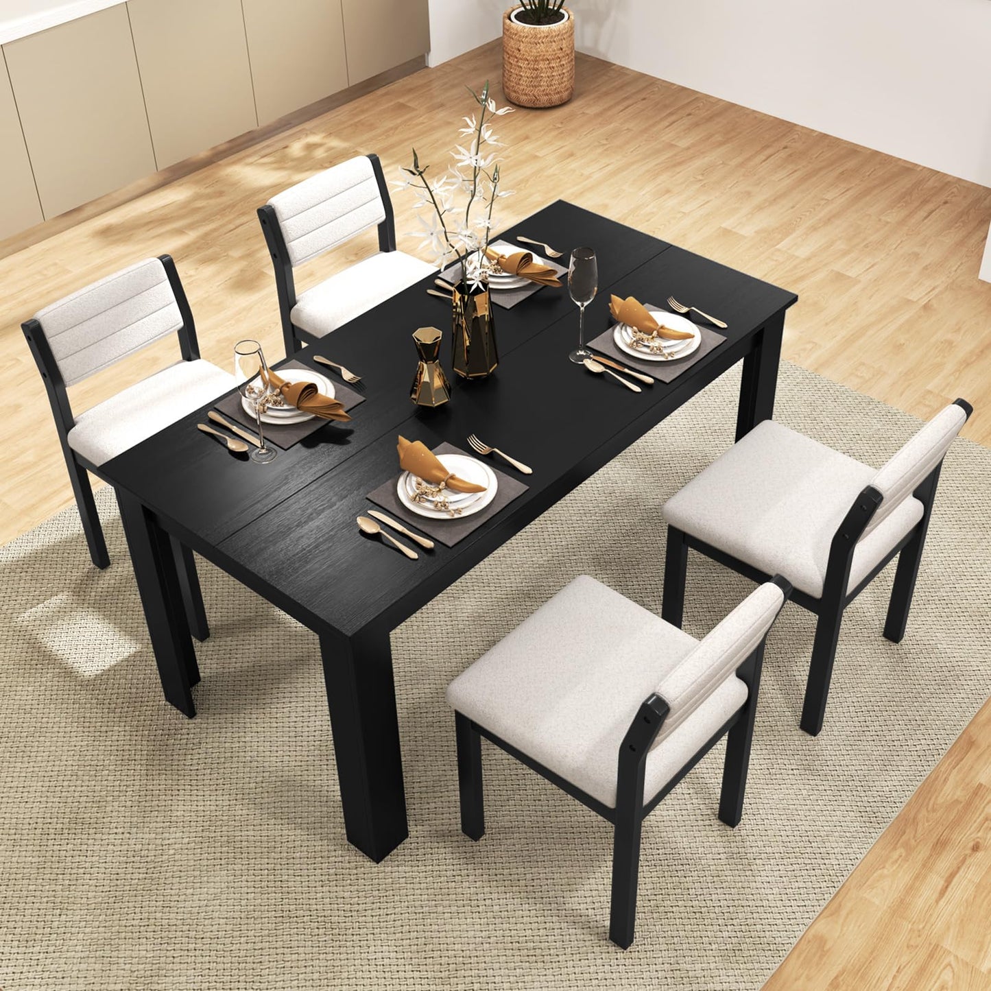 Imitation Lamb Fleece Home Chair with Upholstered Seat and Rubber Wood Legs