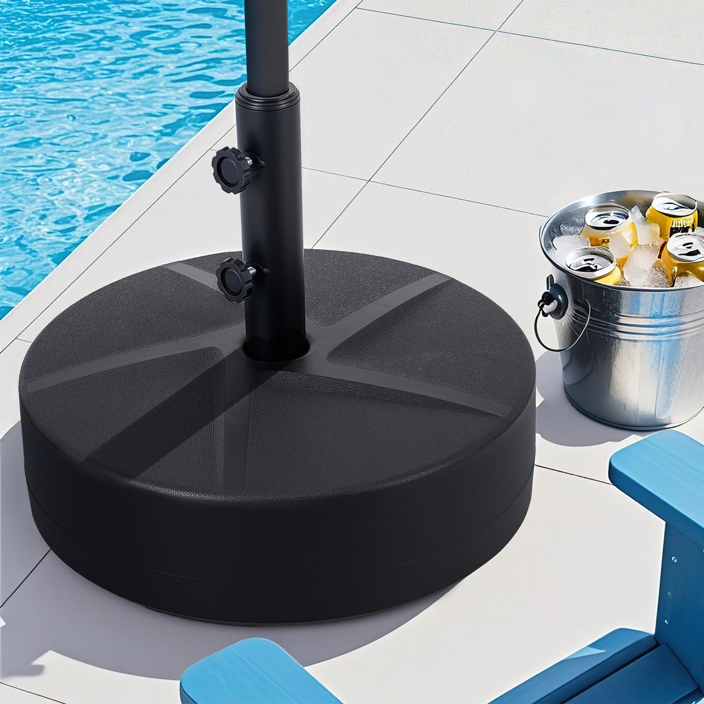 Weighted Patio Umbrella Base with 2 Adjustable Knobs for Garden