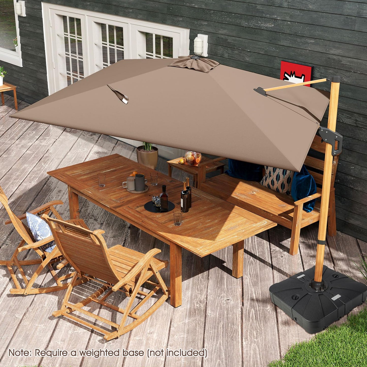 297 cm Outdoor Patio Cantilever Umbrella with 360° Rotation