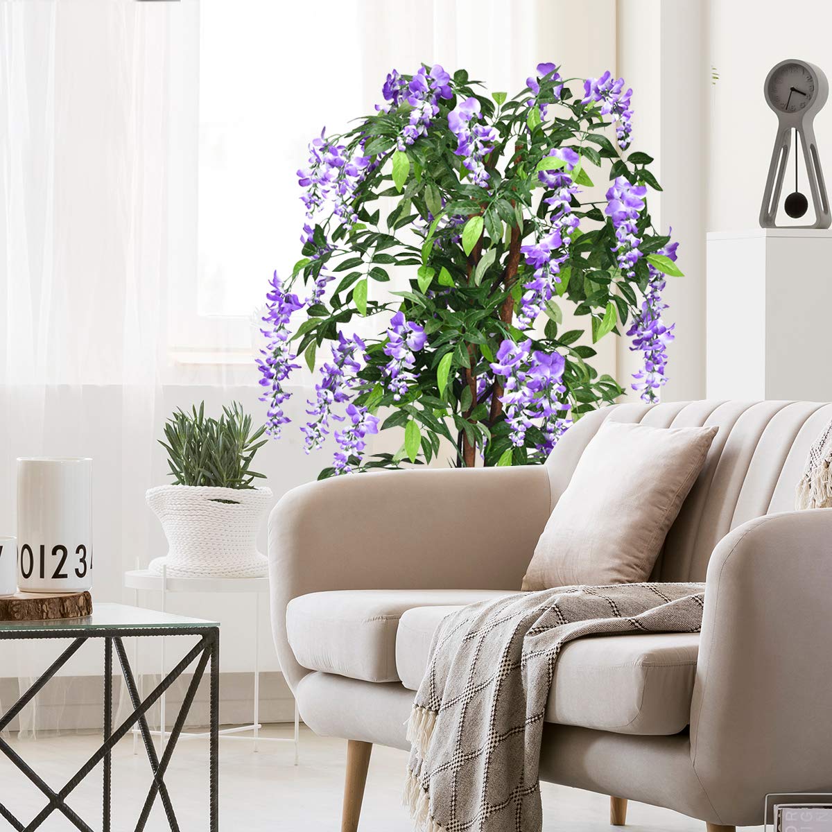 150CM Ficus Artificial Tree Fake Wisteria Tree with 3 Natural Trunks
