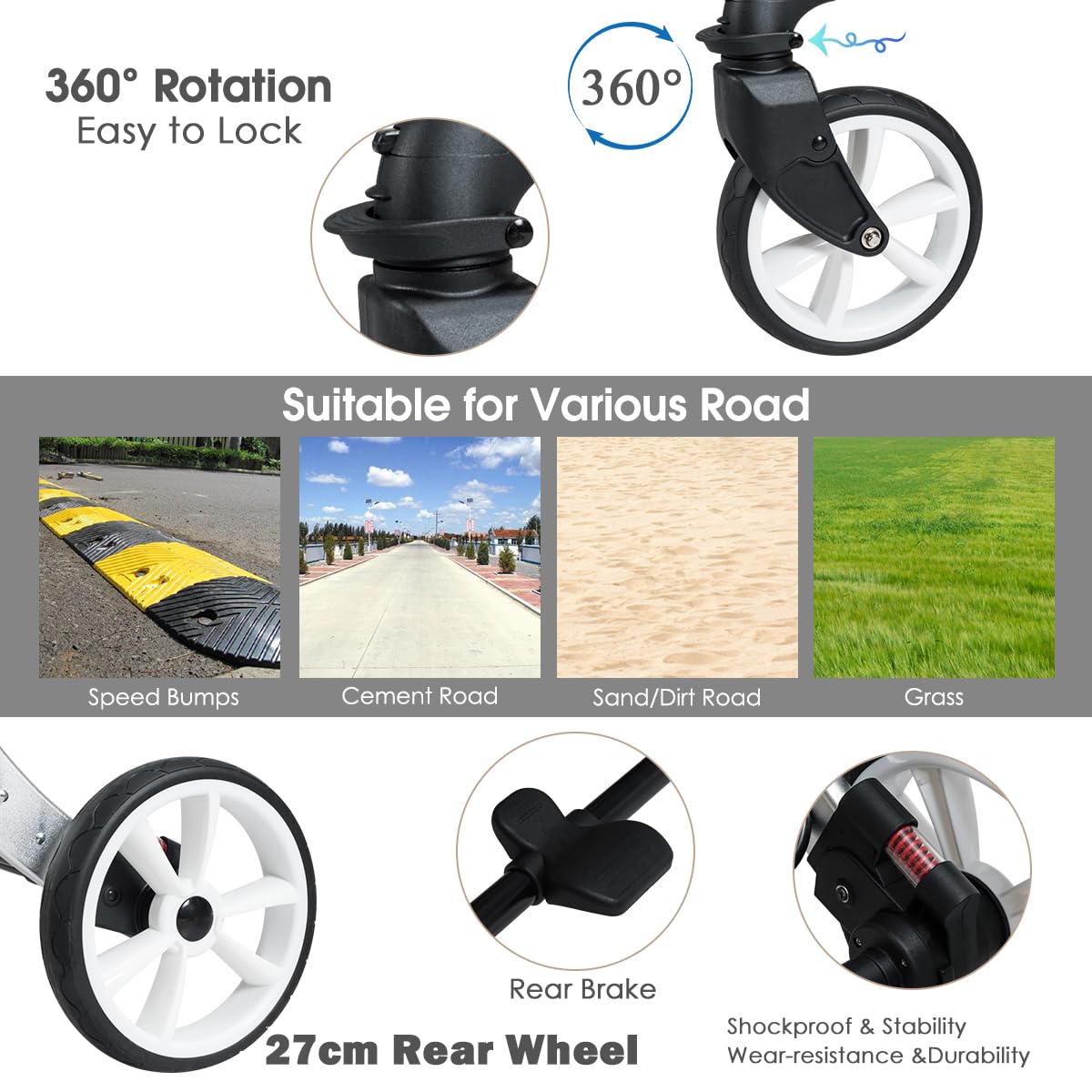 Foldable Infant Stroller with Rain Cover