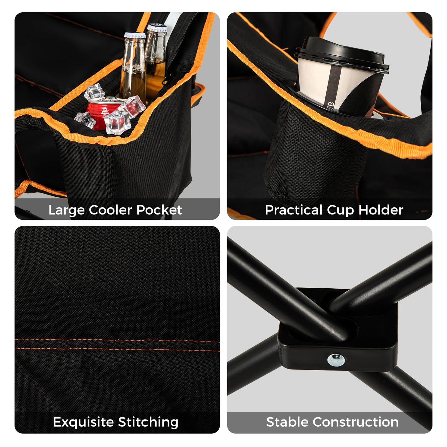 Portable Reclining Camp Chair with Detachable Footrest