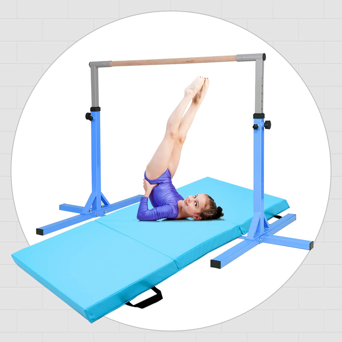 90-150cm Height Gymnastics Training Bar with Non-slip Rubber Pads