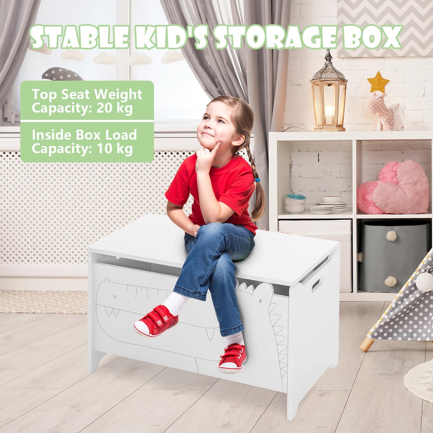 Kids Bench and Storage Chest with Safety Hinged Lid