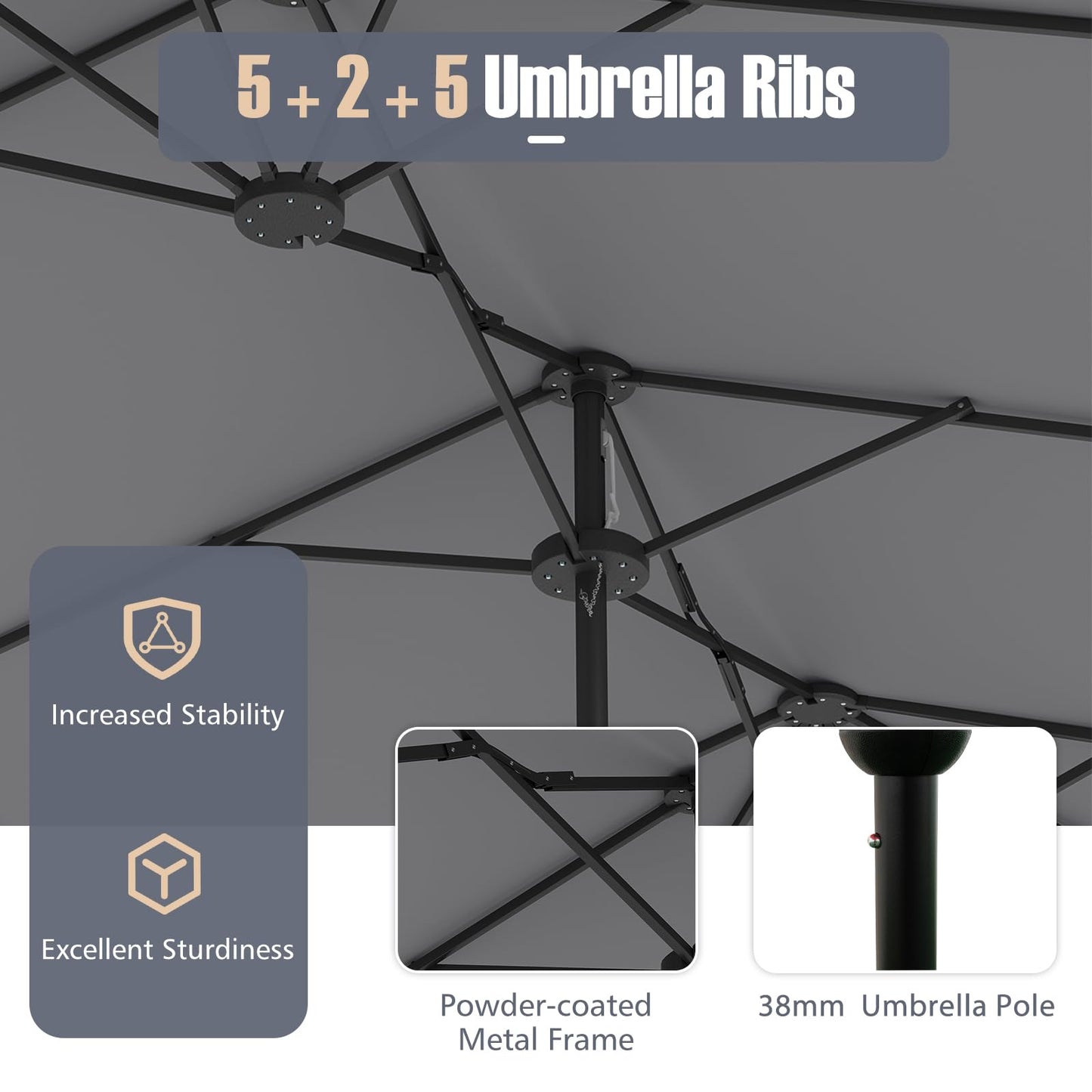 4m Outdoor Extra Large Double-sided Patio Parasol with Base