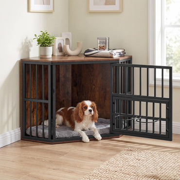 Corner Dog Crate, 2-in-1 Dog Kennel & TV Stand