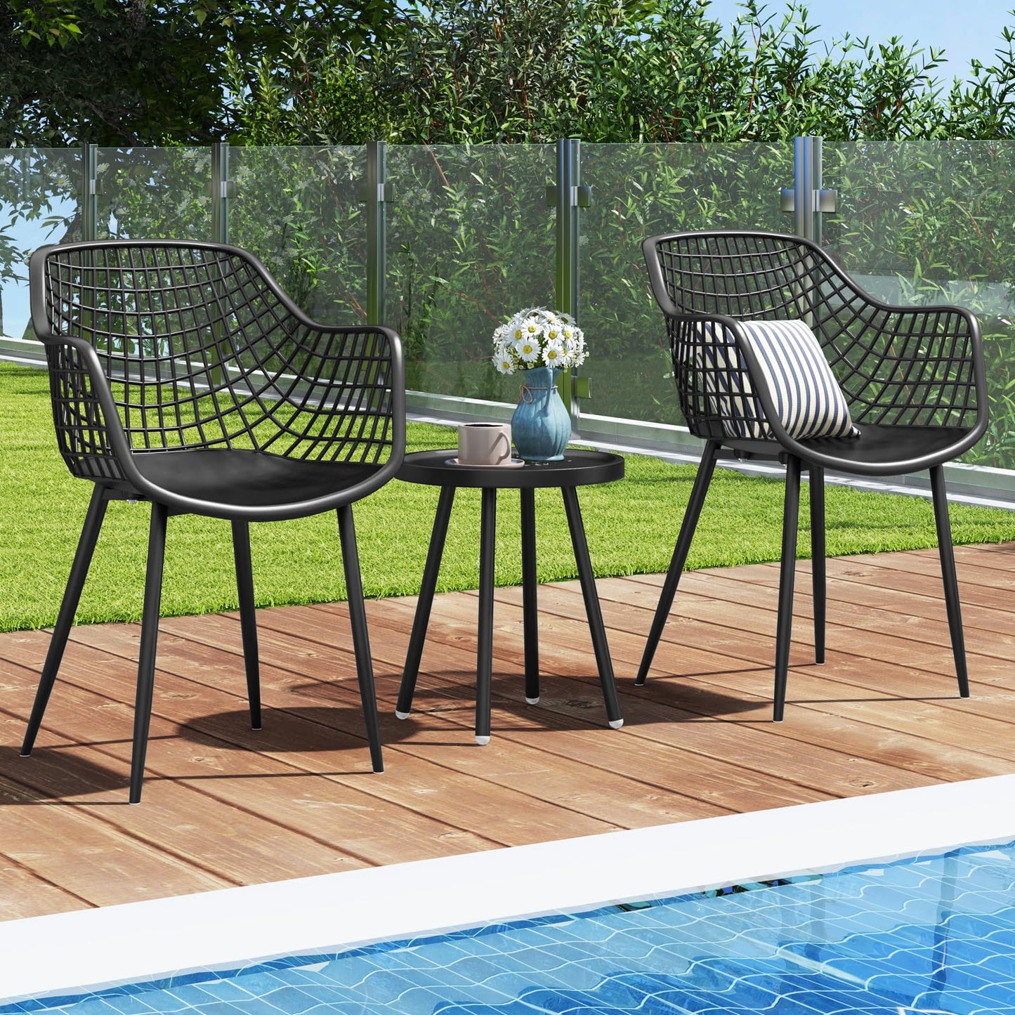 Giantex 3 Piece Patio Bistro Set, Garden Furniture Set with PP Seat and Tabletop