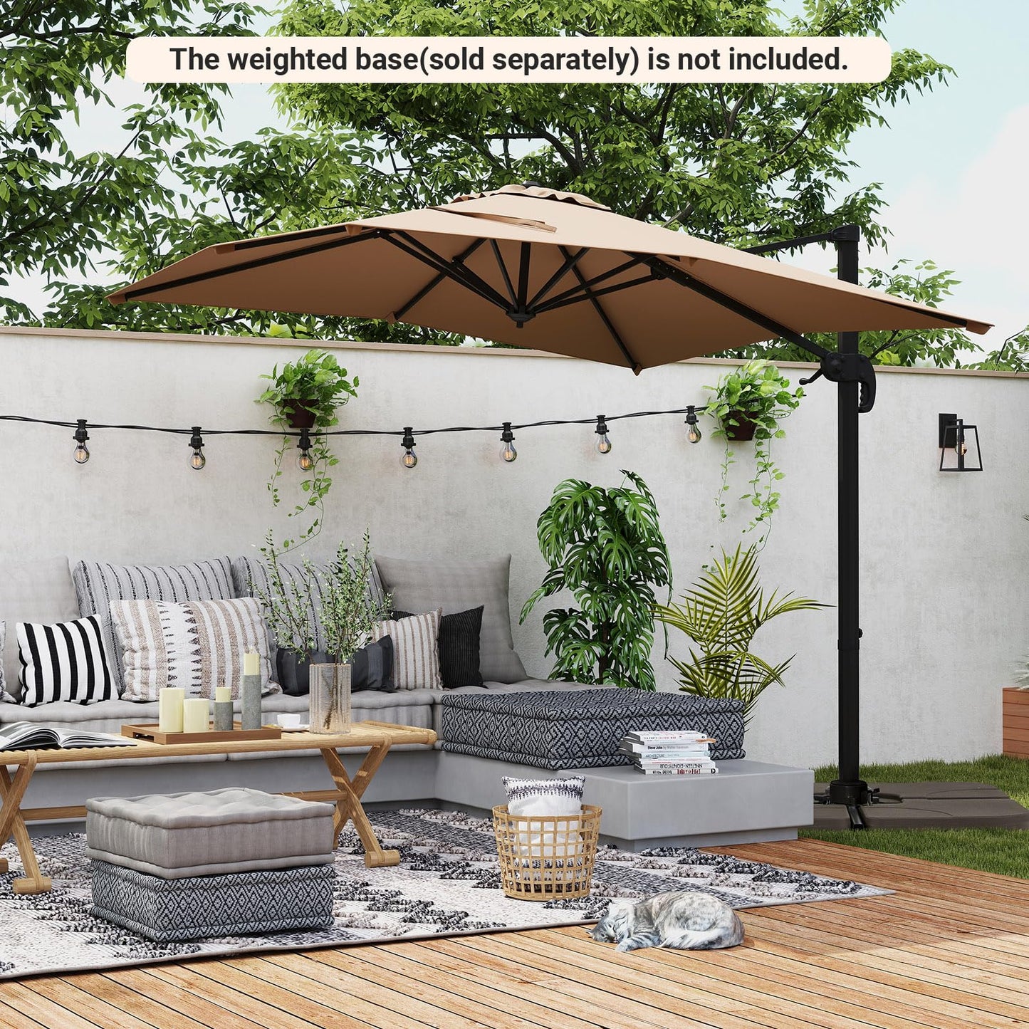 2.5M Square Offset Banana Umbrella with 5 Adjustable Tilt