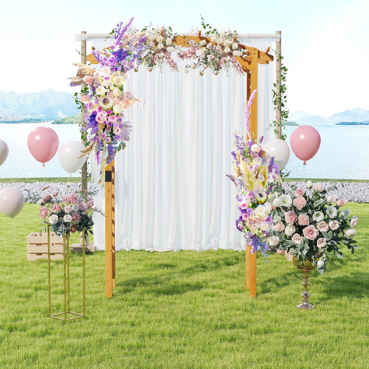 229cm Wooden Trellis Pergola Arbour for Party Wedding Backyard Patio