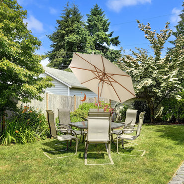 2.7/3m Wooden Patio Parasol Sun Shade Umbrella with 8 Ribs