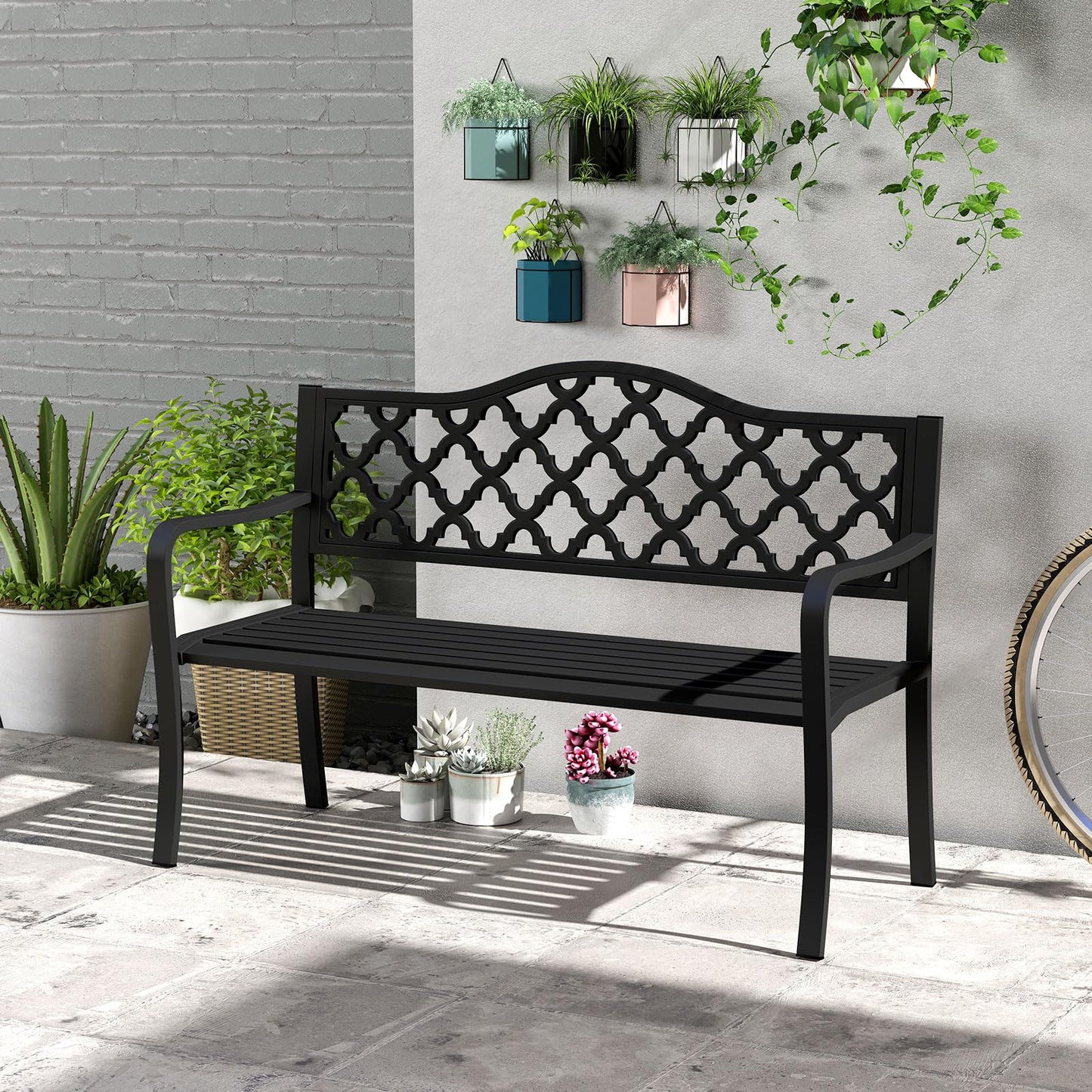 Metal Frame Loveseat Park Bench for Balcony