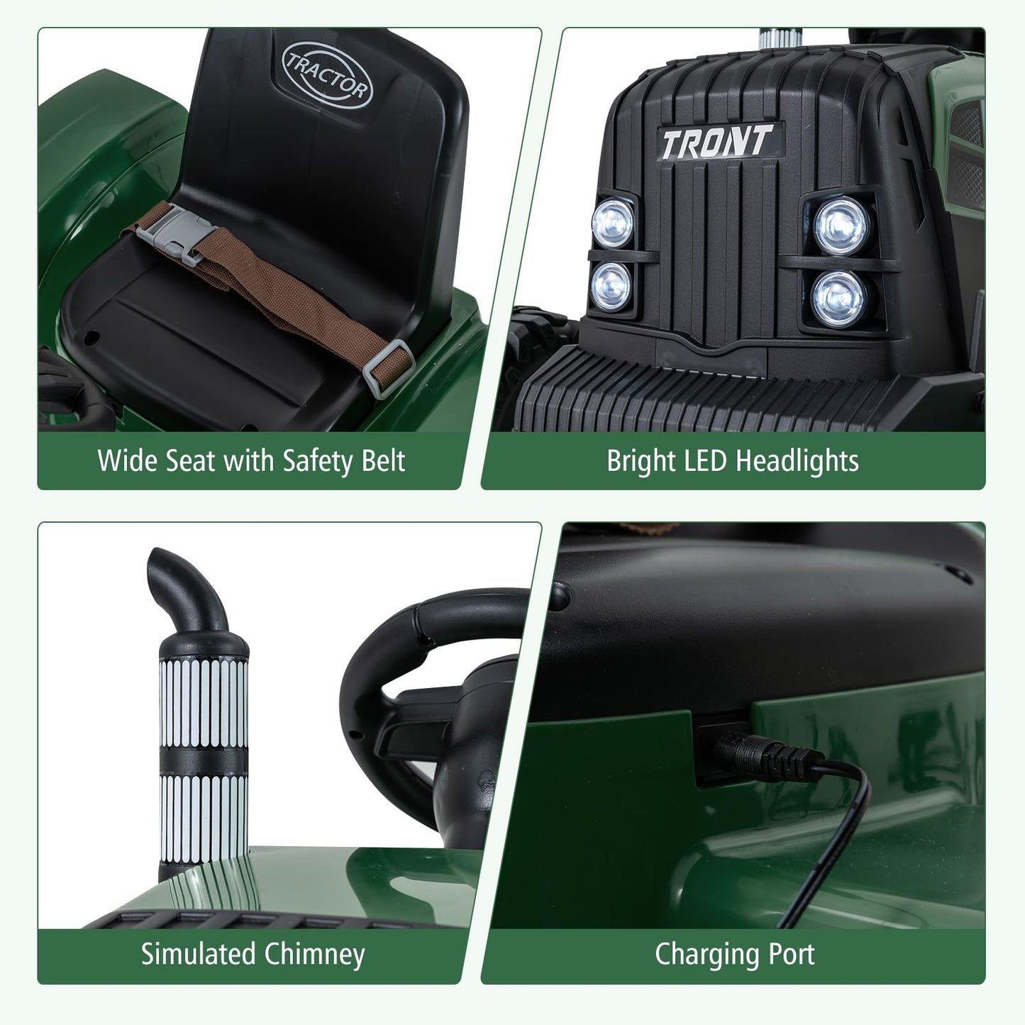 24V Ride On Tractor with Detachable Trailer for Kids