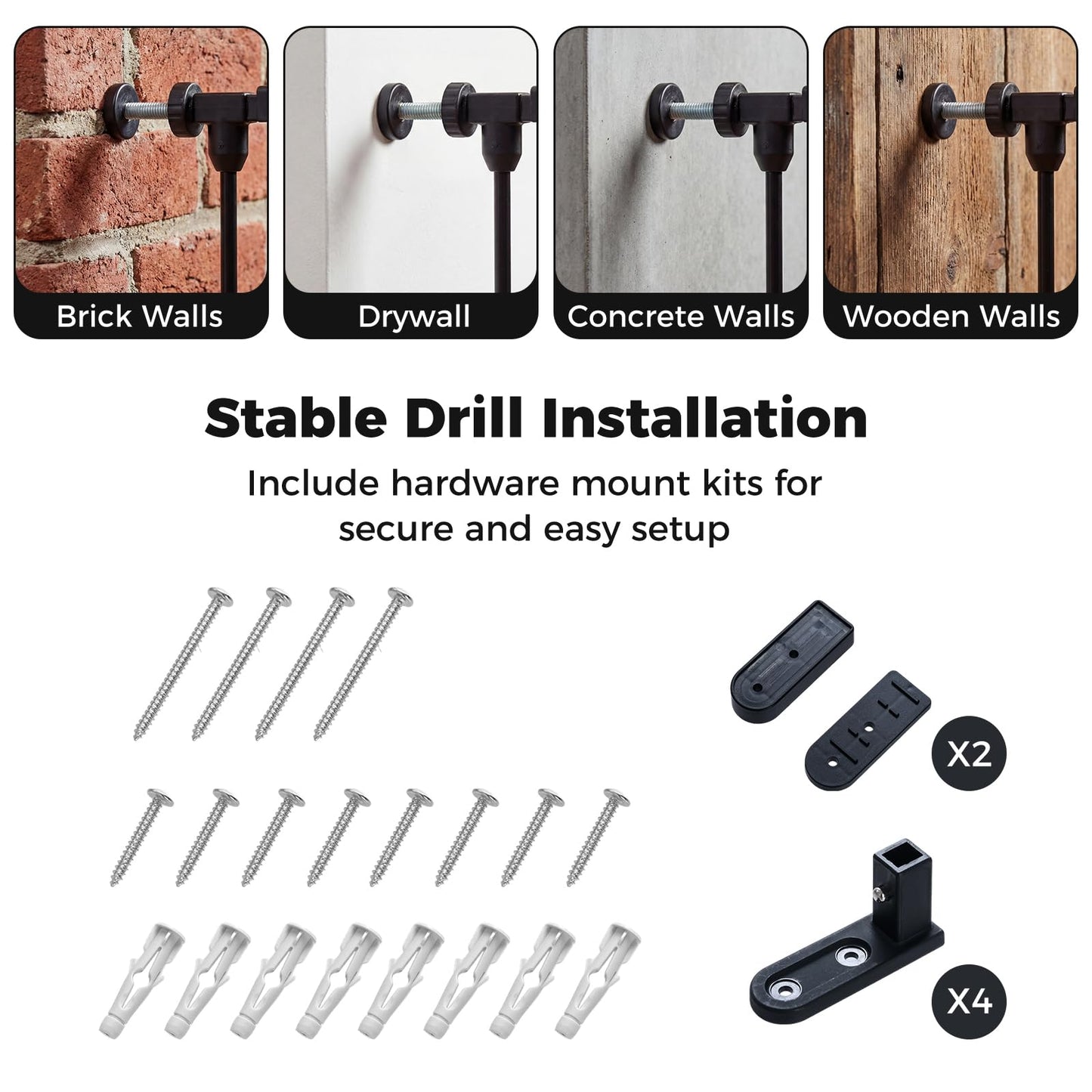 3 Panel Foldable Pet Gate, Pressure Baby Gate with One-hand Opening