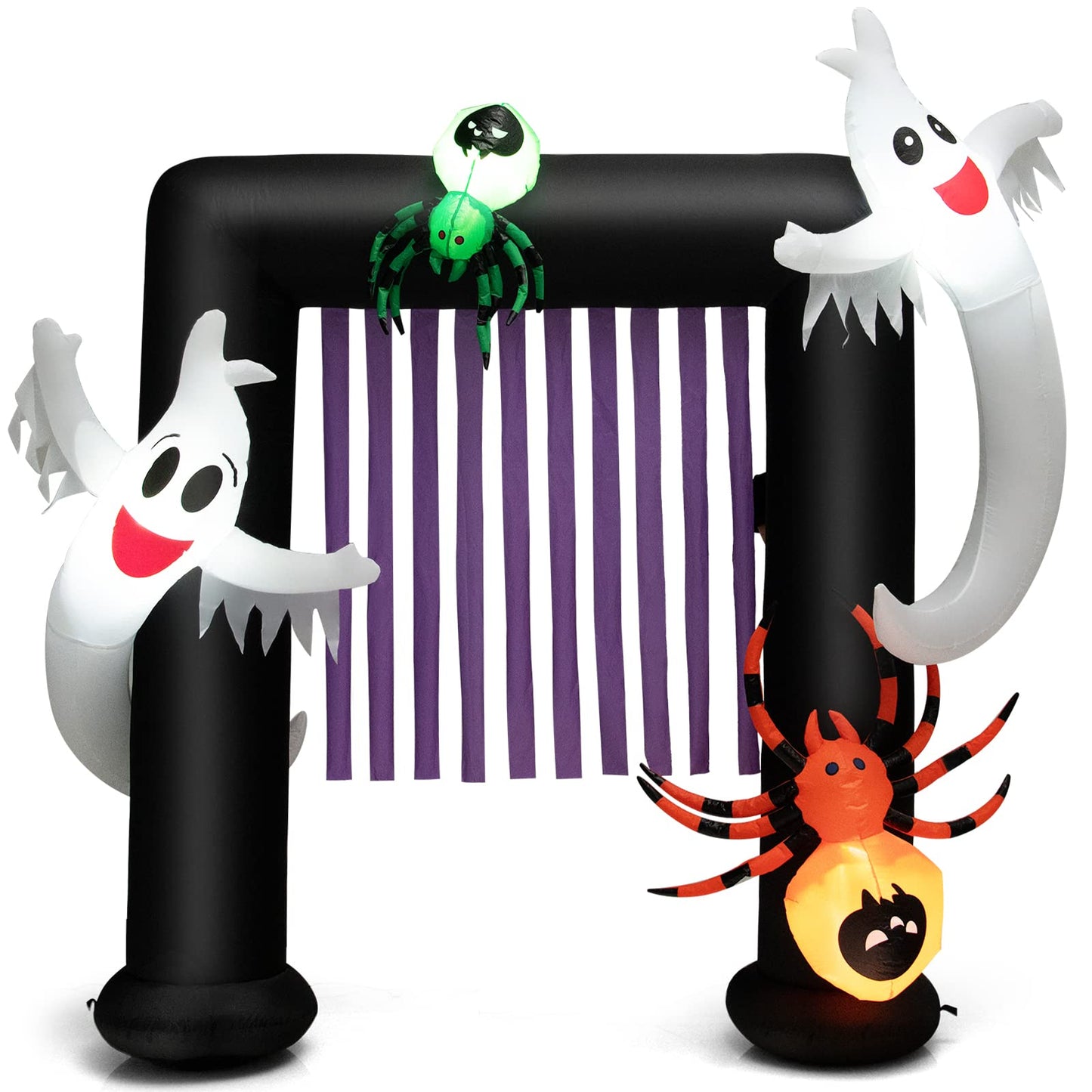 8 Feet Halloween Inflatable Archway with 2 Haunted Ghosts and Spiders