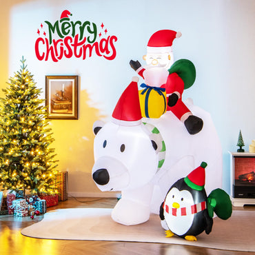 Inflatable Christmas Santa Claus, Self Inflating Xmas Decoration with LED Lights and Blower
