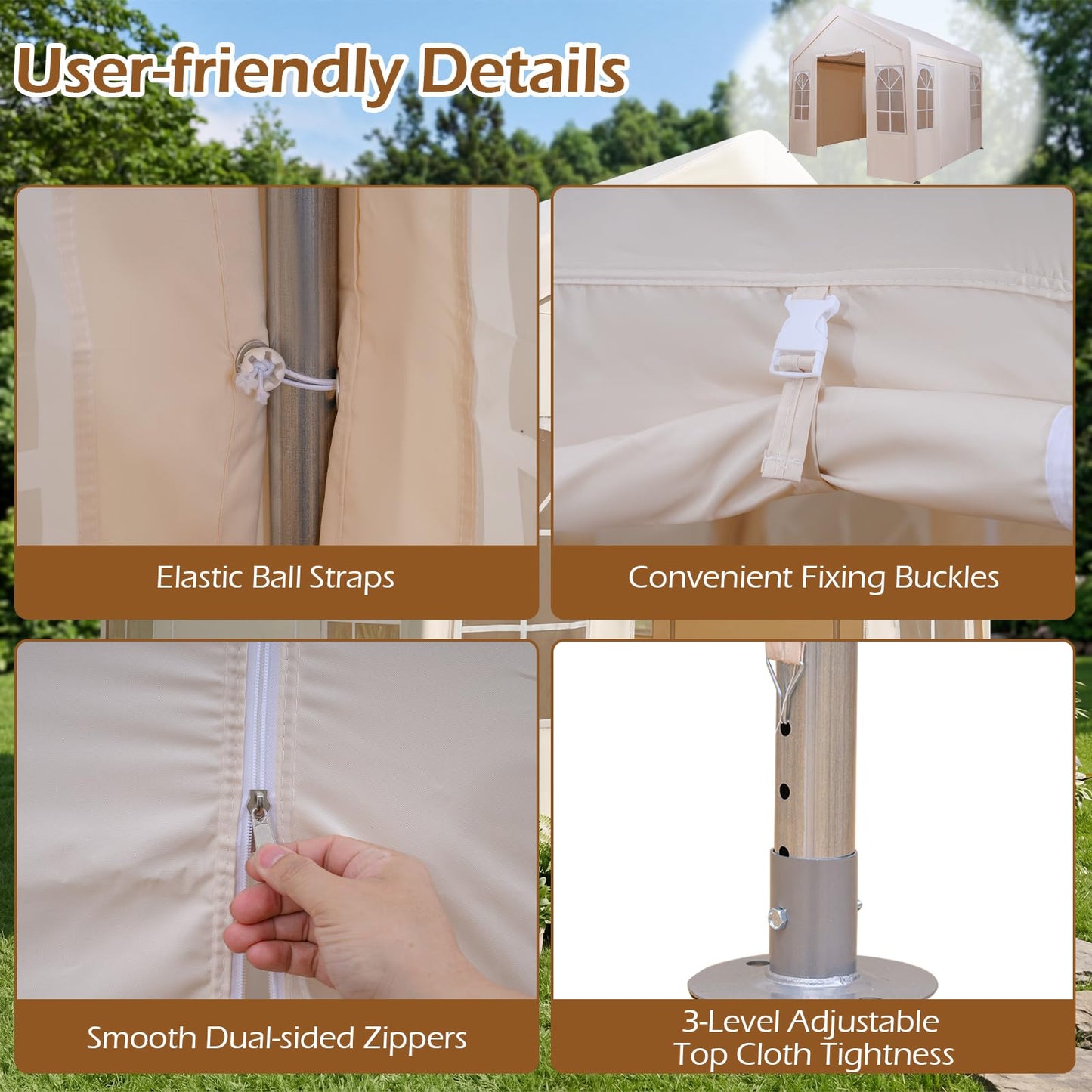3 x 3 m Heavy Duty Garden Gazebo, Large Marquee Party Tent