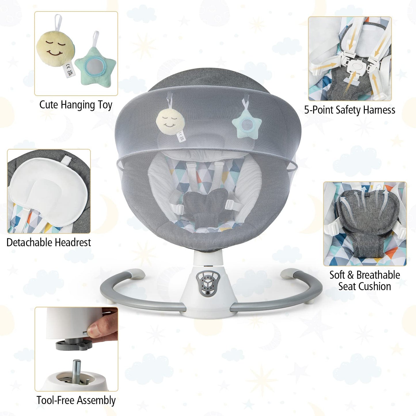 Portable Infants Rocker with Removable Mosquito Net