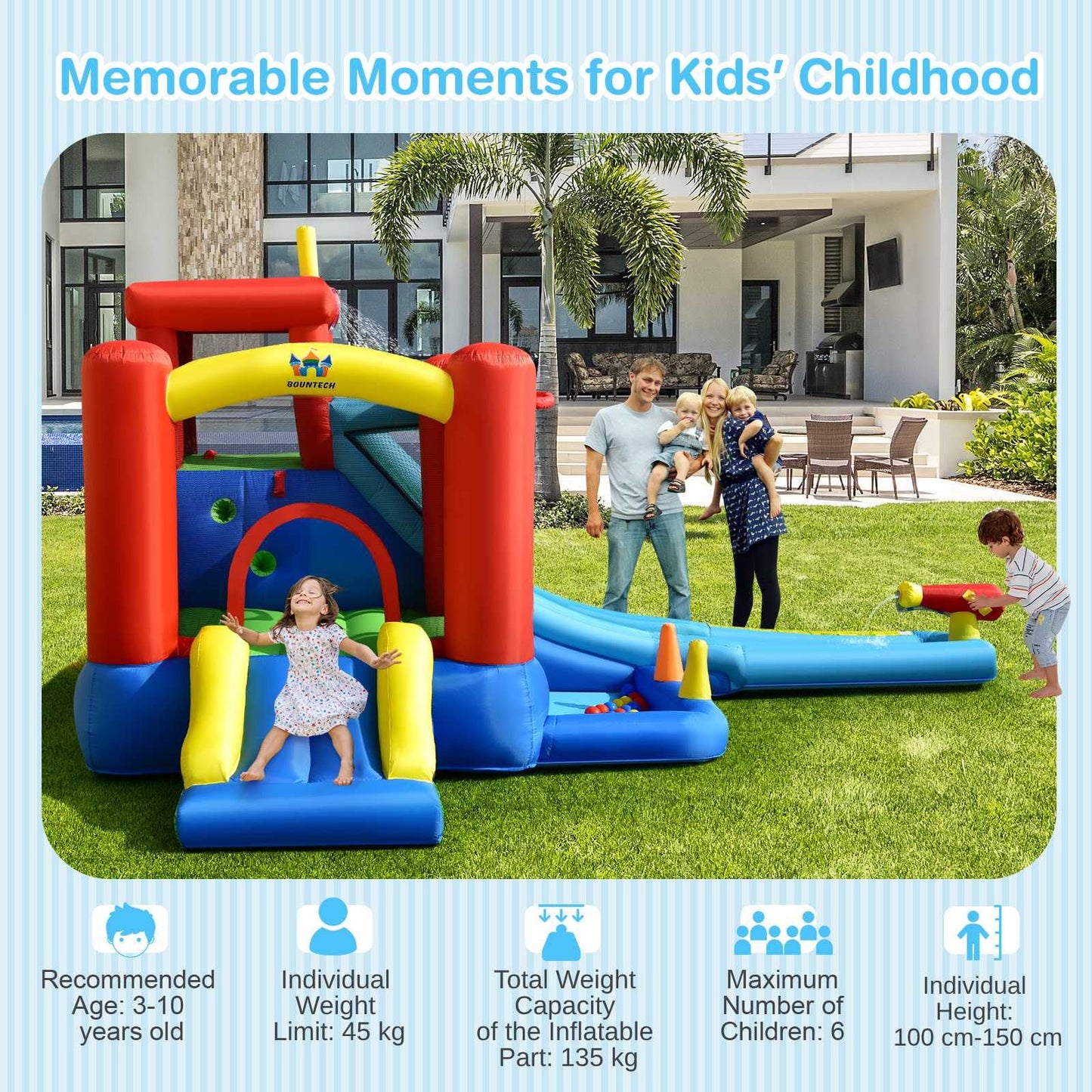 9 in 1 Giant Kids Bounce House with Water Slide without Blower