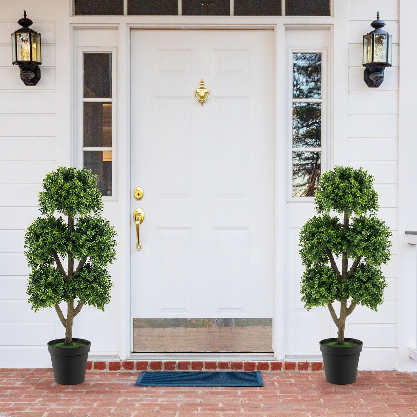 115cm Artificial Boxwood Topiary Ball Tree for Home Office Front Porch
