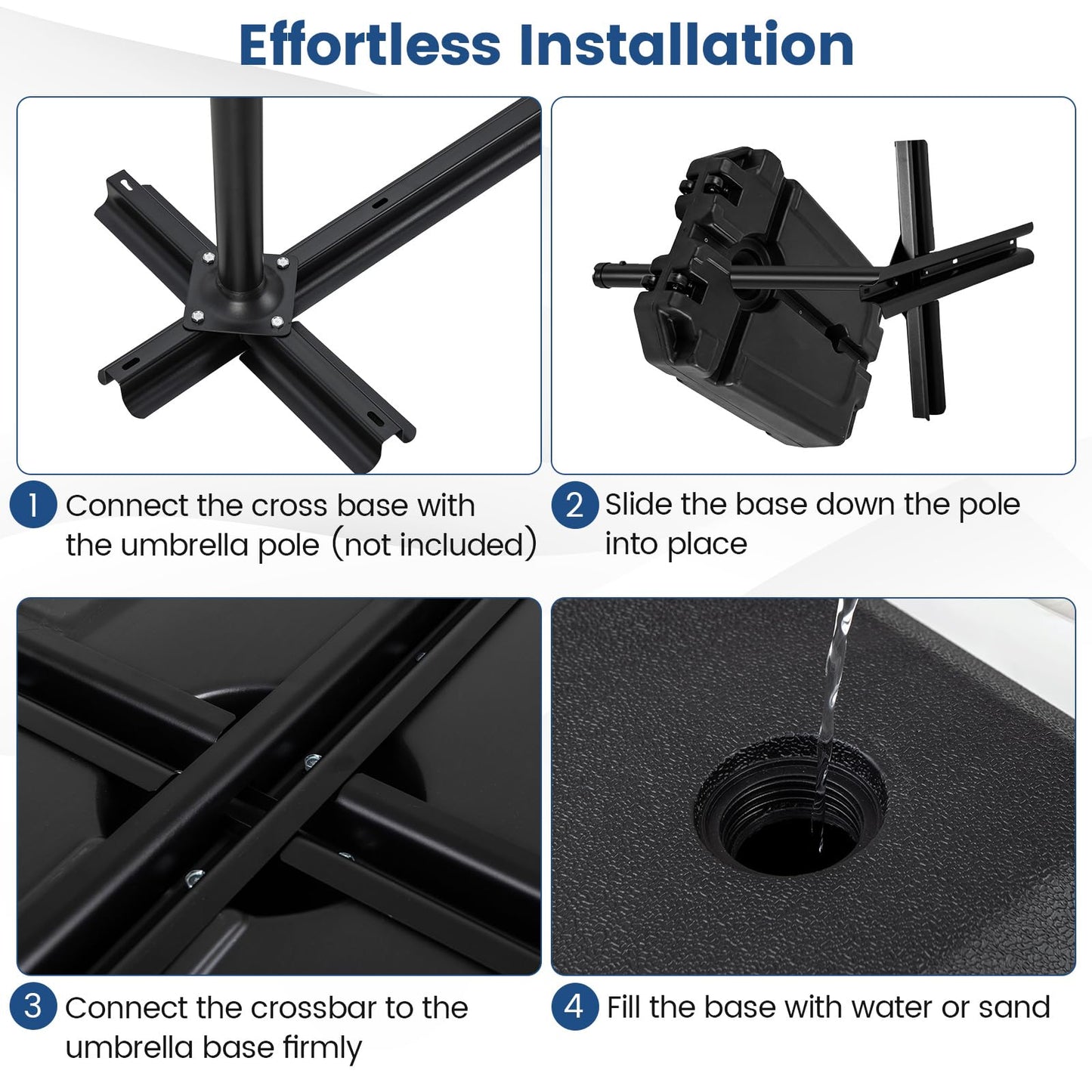 Cantilever Base Weight, Heavy-Duty Mobile Patio Parasol Umbrella Stand