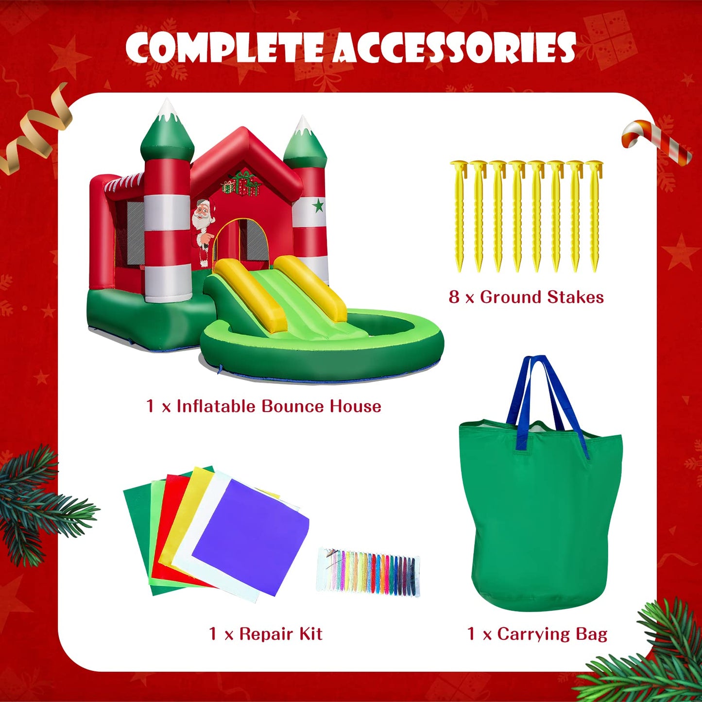 Inflatable Bouncy Castle Christmas Themed with Ball Pit without Blower