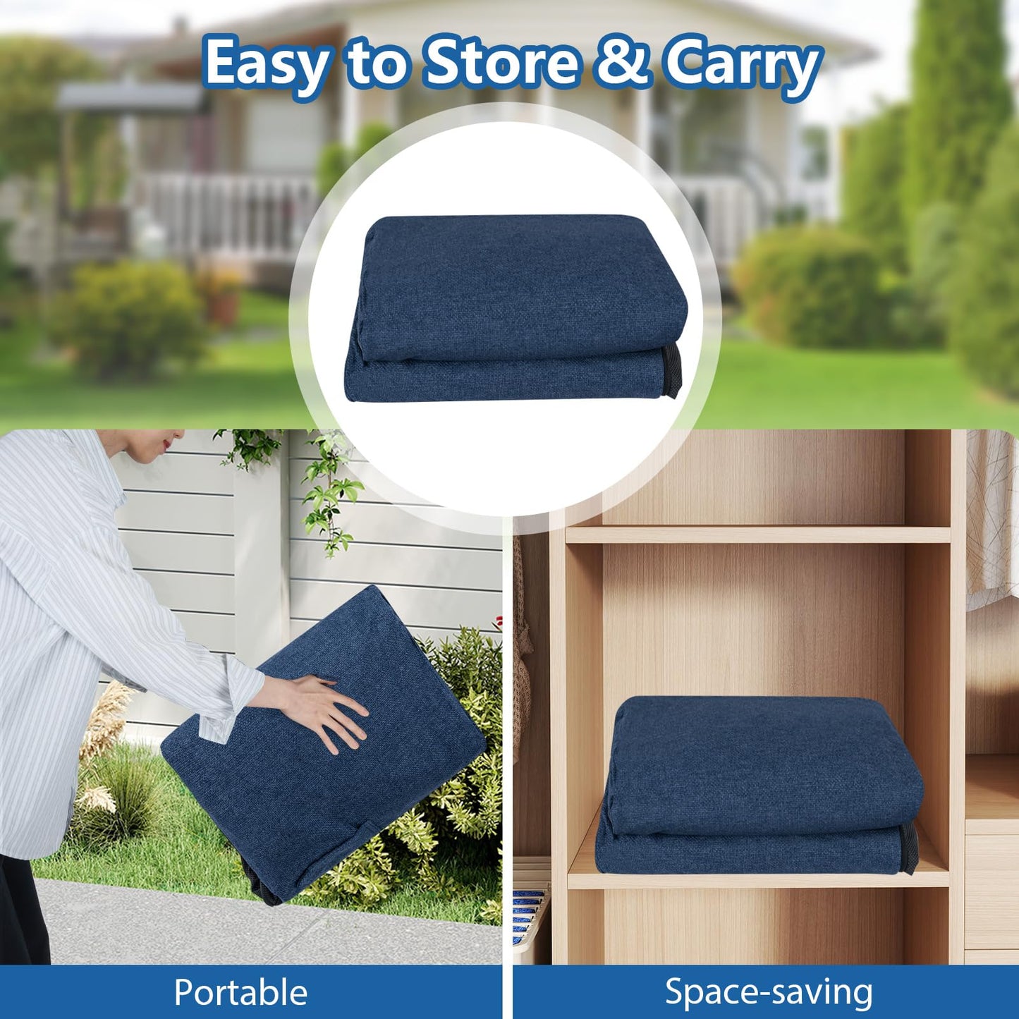 Double Inflatable Couch Portable Blow Up Sofa with Detachable Cover