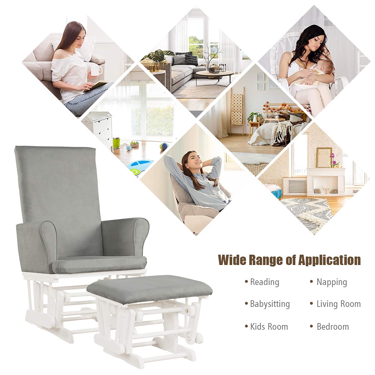Reclining Maternity Chair with Padded Cushions