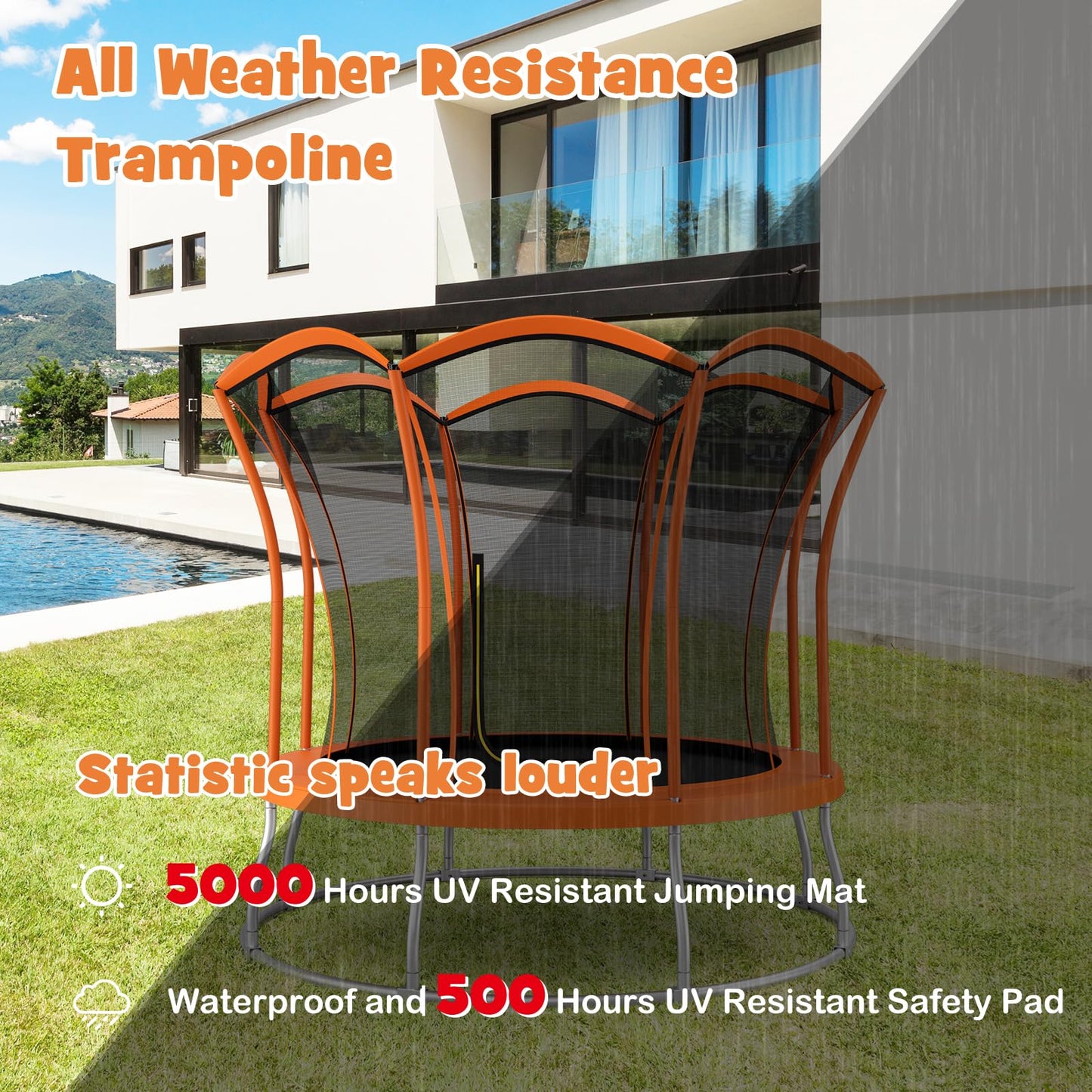 10FT Round Trampolines with Safety Enclosure Net