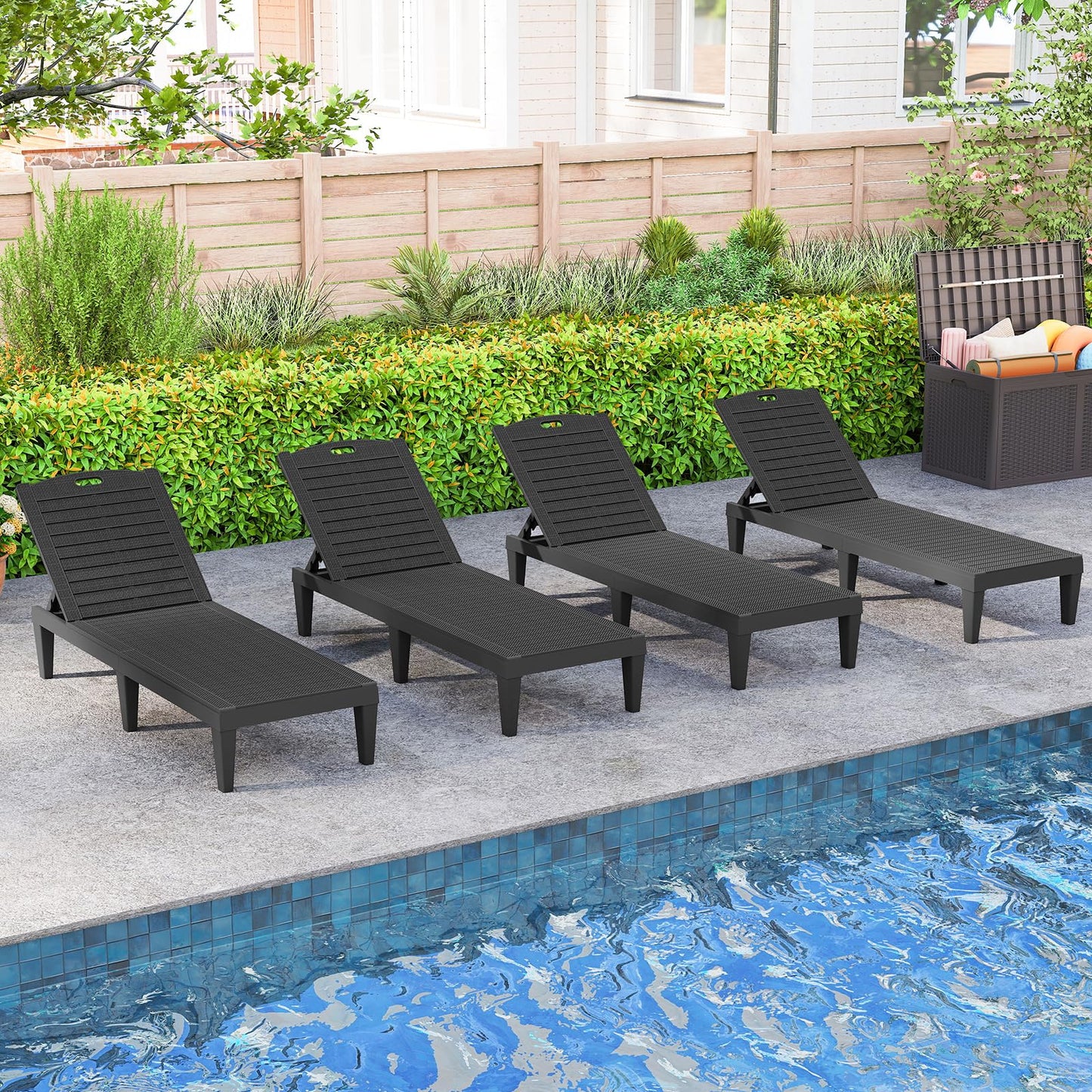 Chaise Lounge Chairs Set of 2 with 5-Position Adjustable Backrests