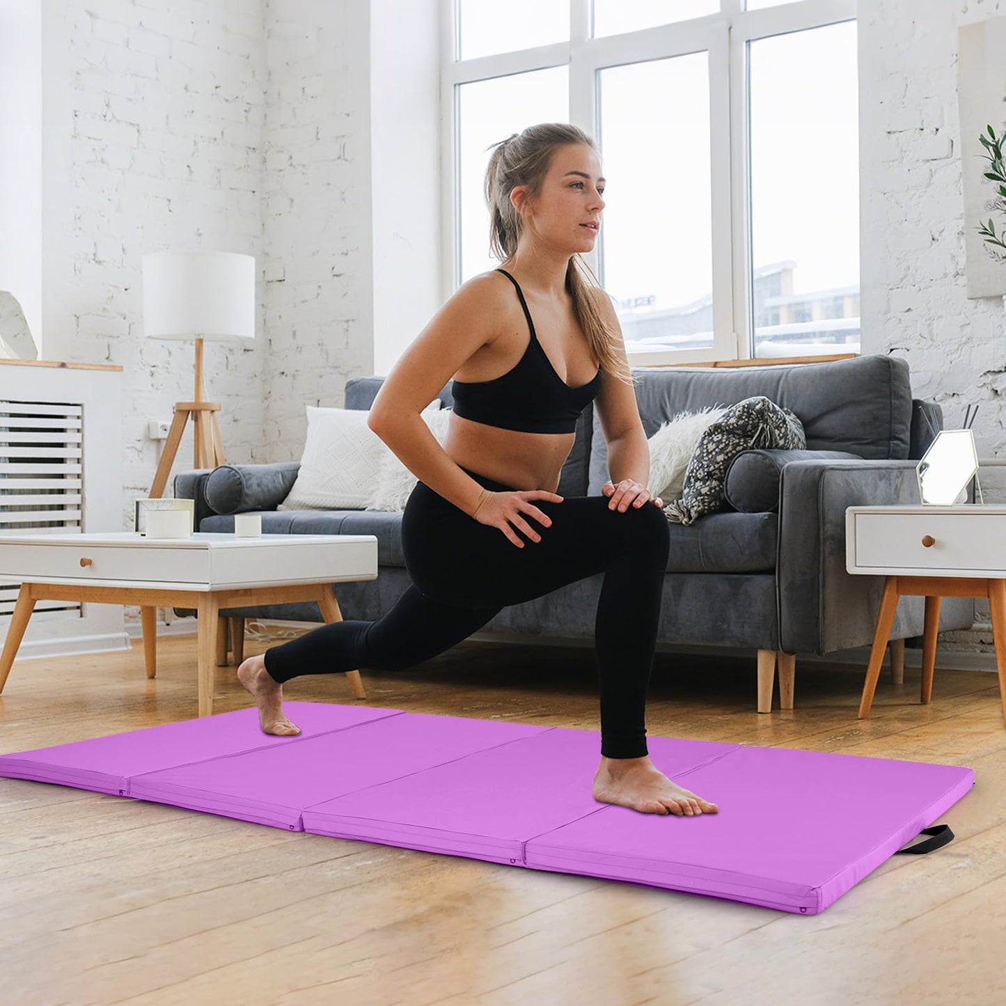 240 x 116 x 5 cm Folding Soft Floor Mat with Carry Handles and Hook & Loop Fasteners