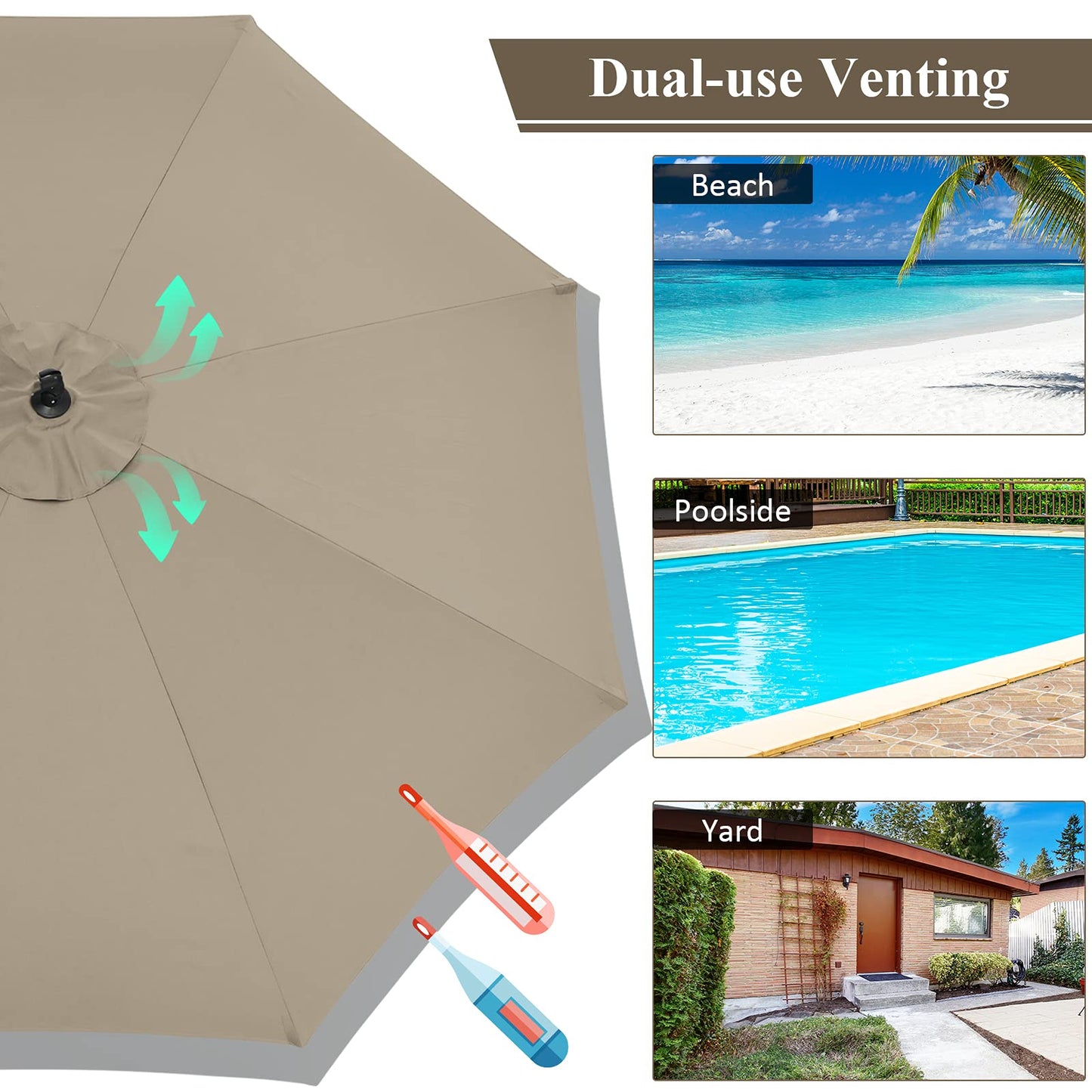 10 FT Patio Offset Umbrella with Cross Base and Crank for Garden Poolside and Yard