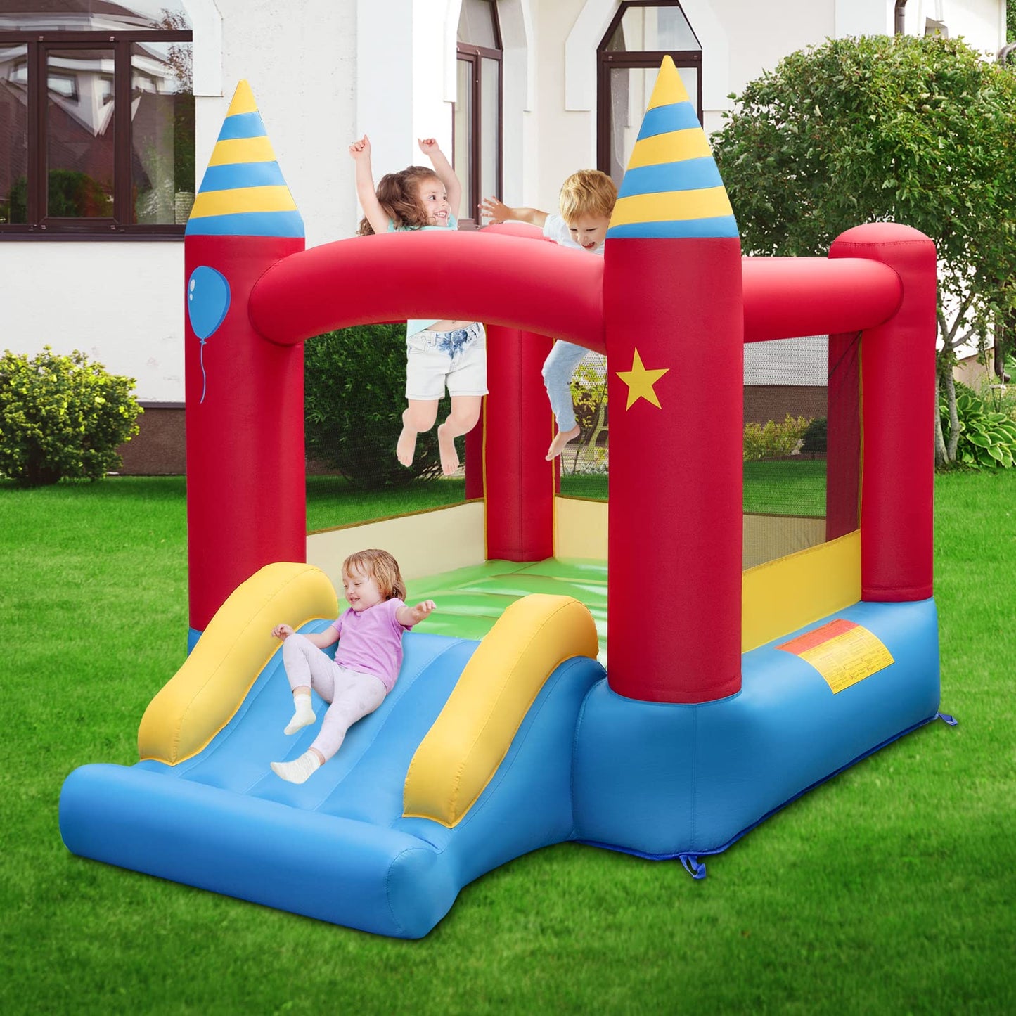 Inflatable Bounce House with Slide and Carry Bag without blower