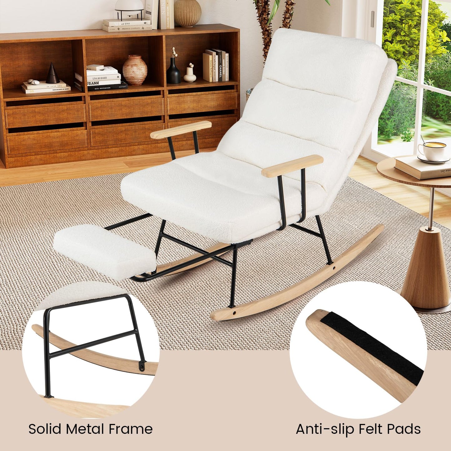 Nursery Rocking Chair Teddy Velvet Upholstered Rocking Chair