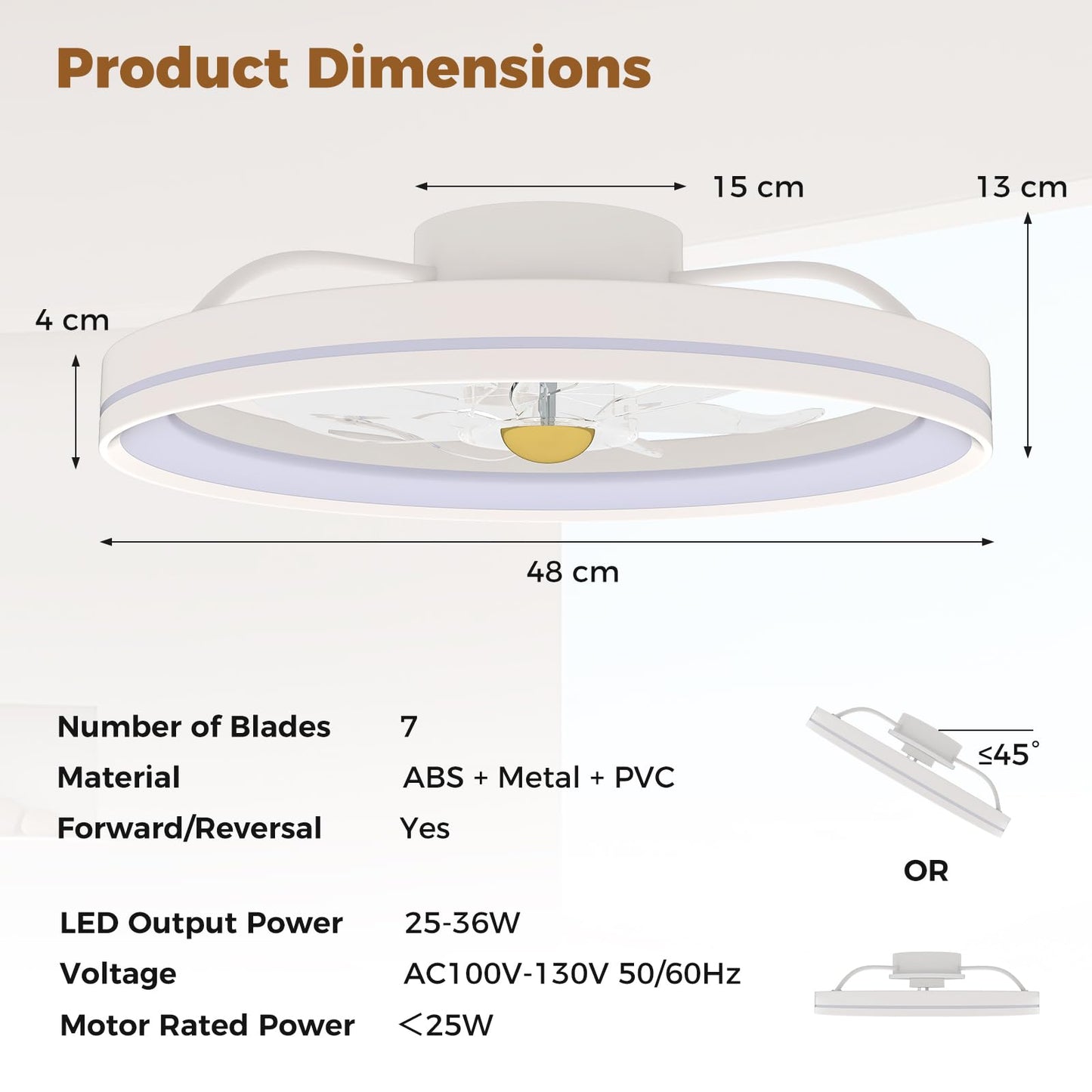 Giantex Ceiling Fan with Light and Remote 6 Fan Speeds 3 Color 3000-6500K Stepless Dimmable
