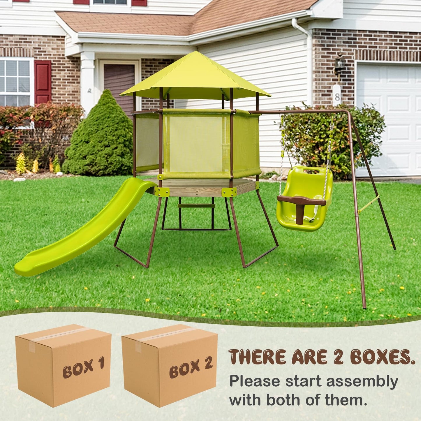 4 in 1 Heavy Duty Metal Swing Frame with Baby Swing
